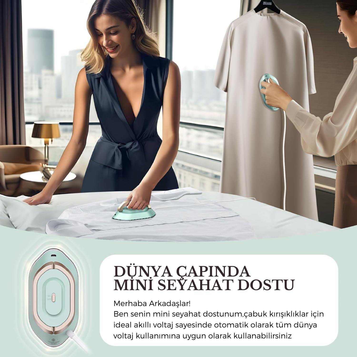 Rowenger NB301Y Mini Seyahat Ütüsü Çift Voltaj Dünya Çapında Kullanıma Uygun
