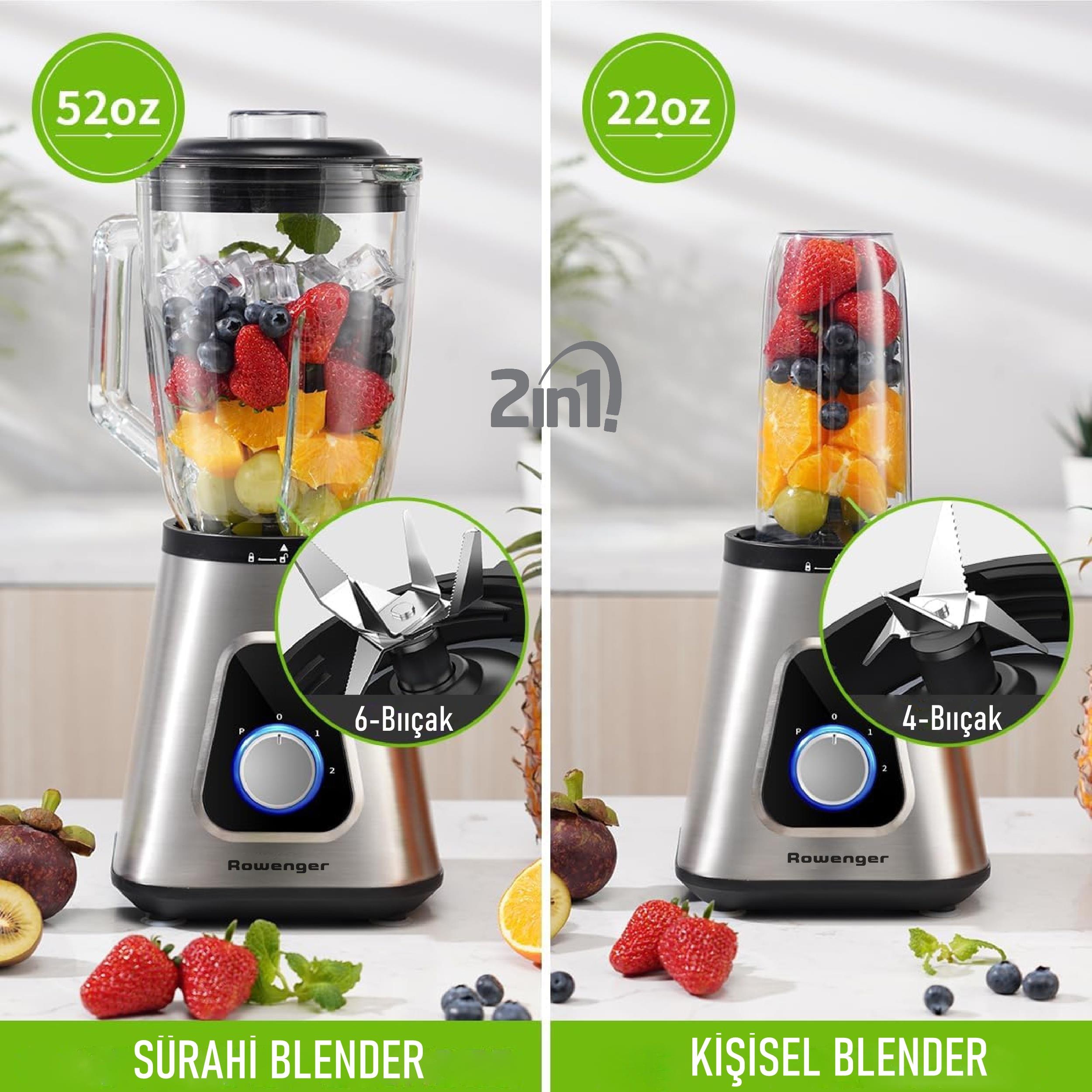 Rowenger RO-1200 Sürahili Smoothie Blender Kişisel Blender 1200w