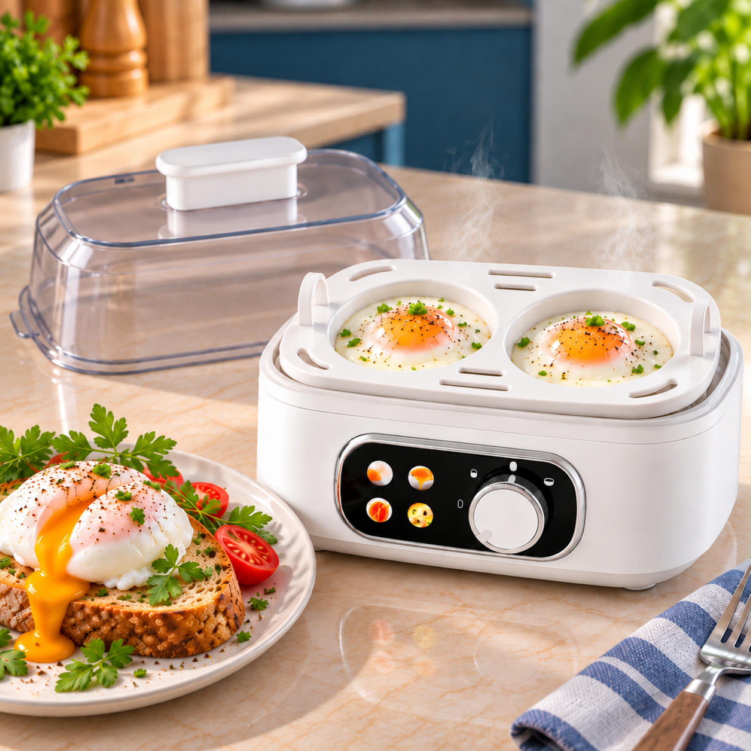 Rowenger Smartegg Yumurta Haşlama Makinesi Yumurta Pişirici Led Göstergeli 4 Kıvamda Pişirme RO-08B