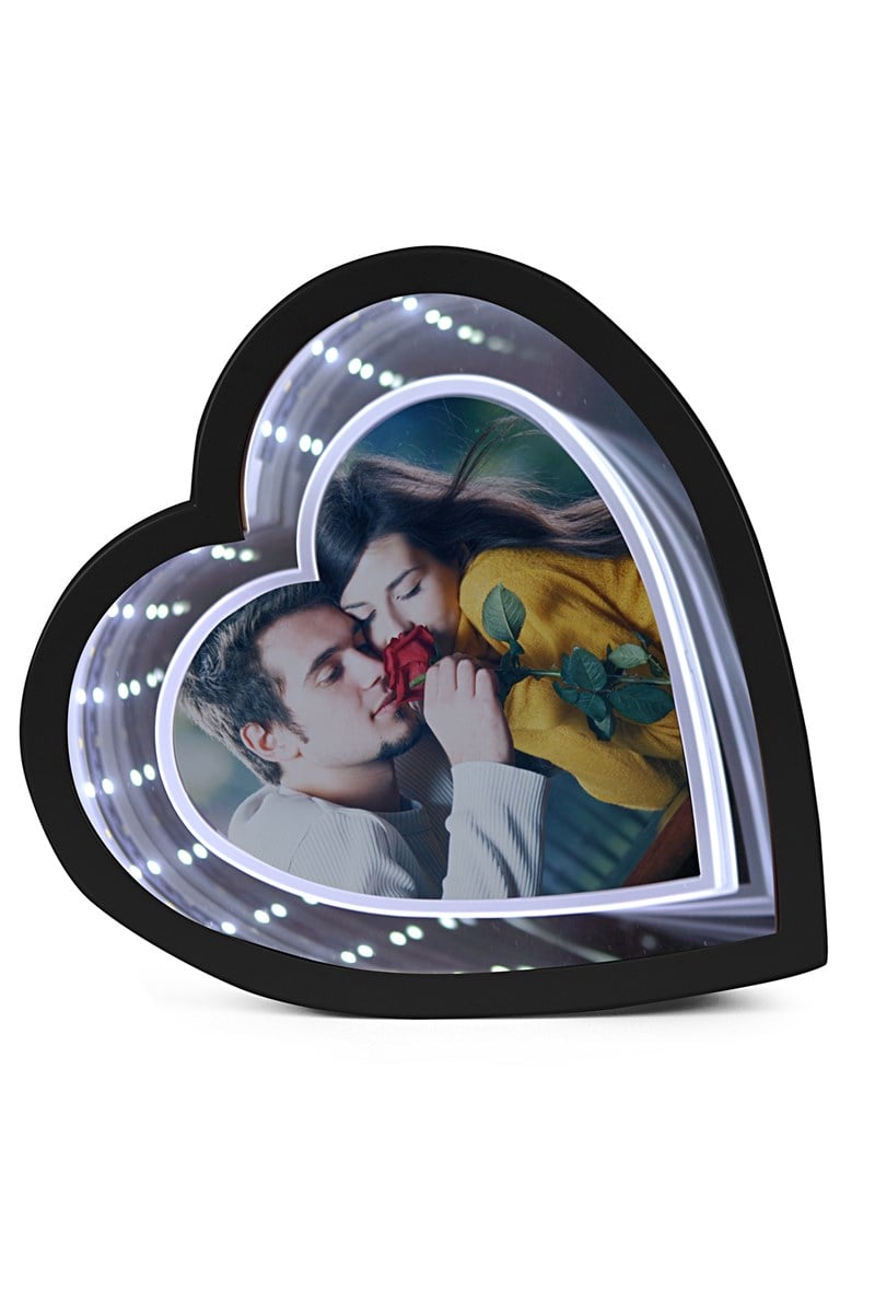 Kalp Led Ayna Siyah ( Tek ışıklı )