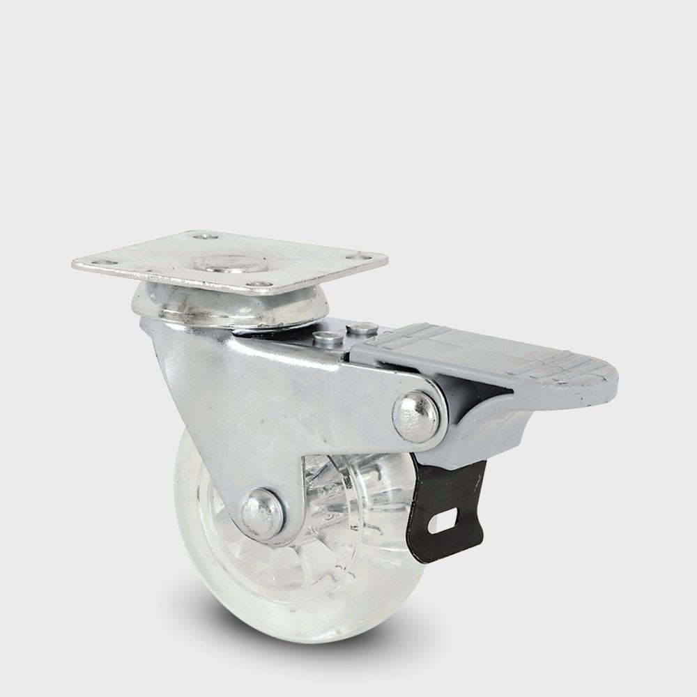 Burak Şeffaf 50 mm Frenli Tablalı Tekerlek (0512FVT)