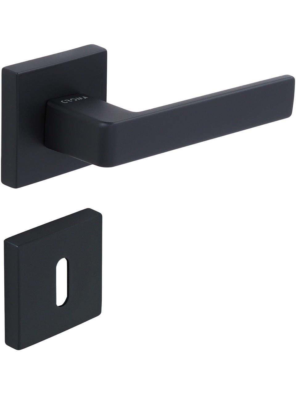 ÇEBİ Mat Siyah Croma Eta-S Kare Rozetli Oda Kapı Kolu (115110103201)