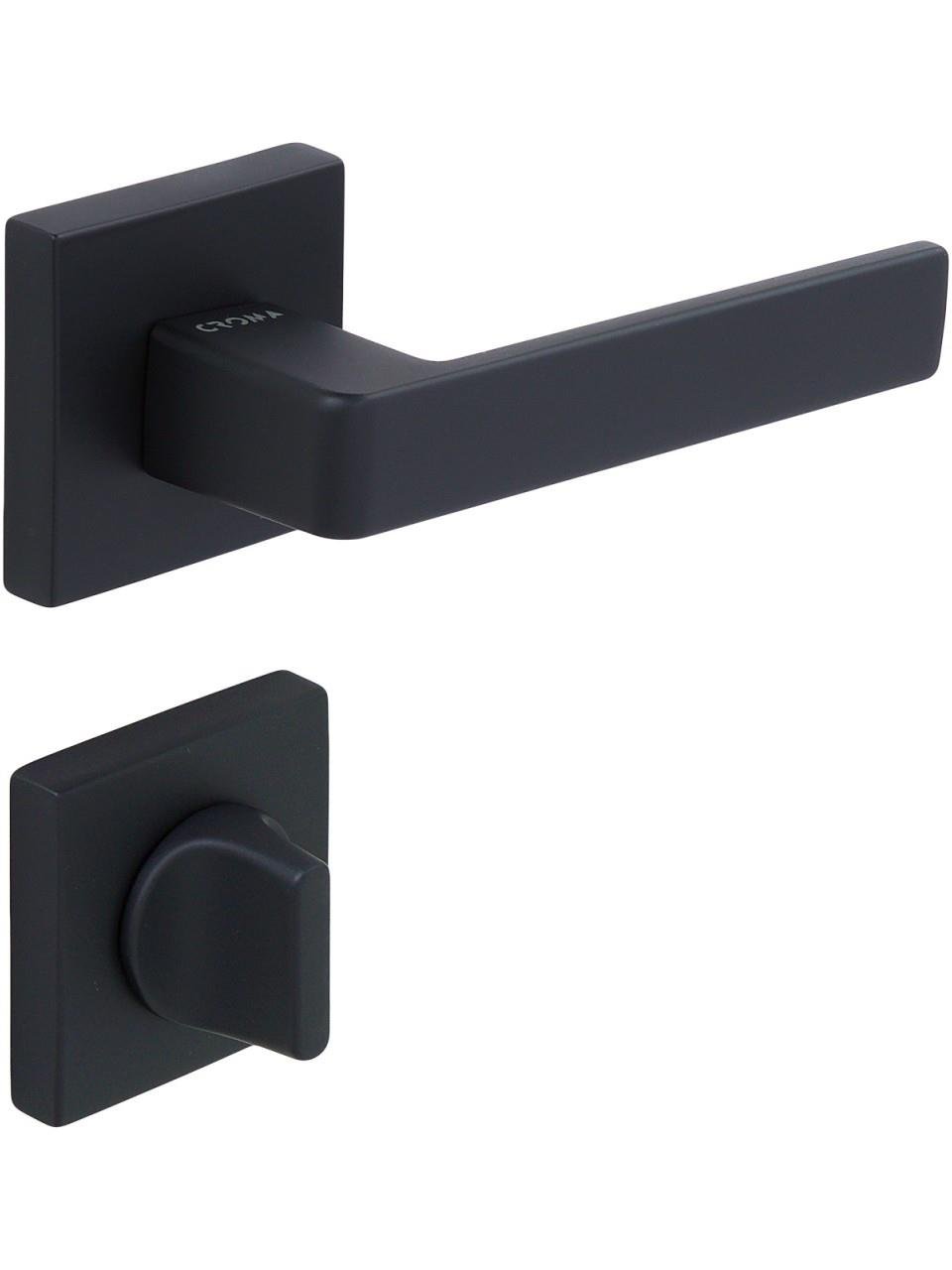 ÇEBİ Mat Siyah Croma Eta-S Kare Rozetli Banyo Kapı Kolu (115110103203)