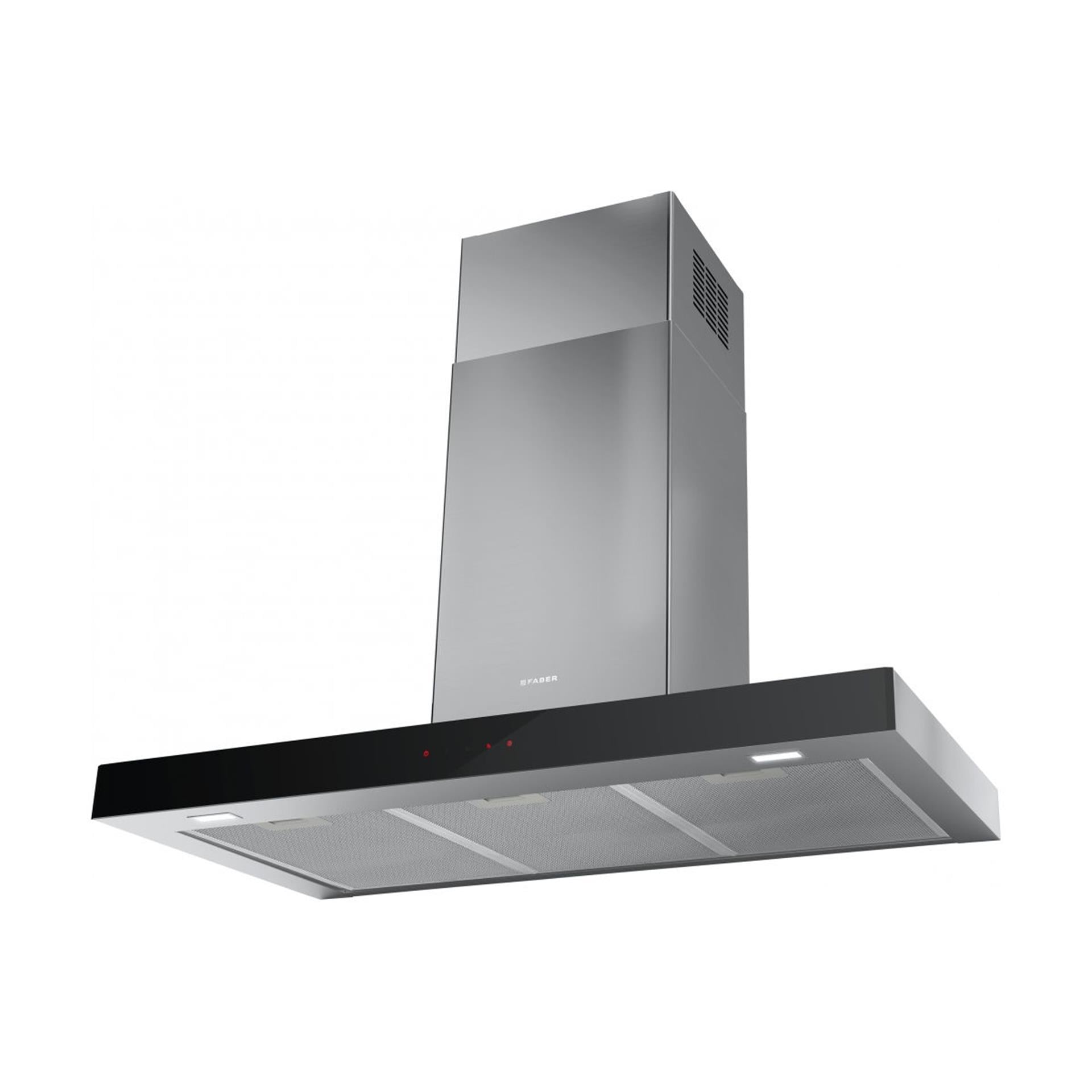 Faber İnox + Siyah Cam Stilo Glass Smart 90 cm Ada Tipi Davlumbaz (325.0617.016)