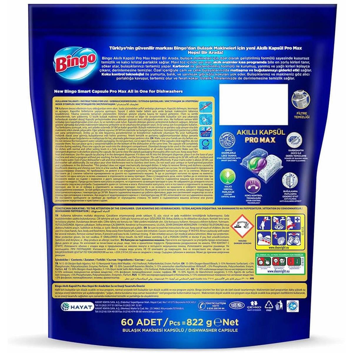 Bingo Akıllı Kapsül Pro Max Bulaşık Makinesi Deterjanı Tableti (60 Adet) (50003523)