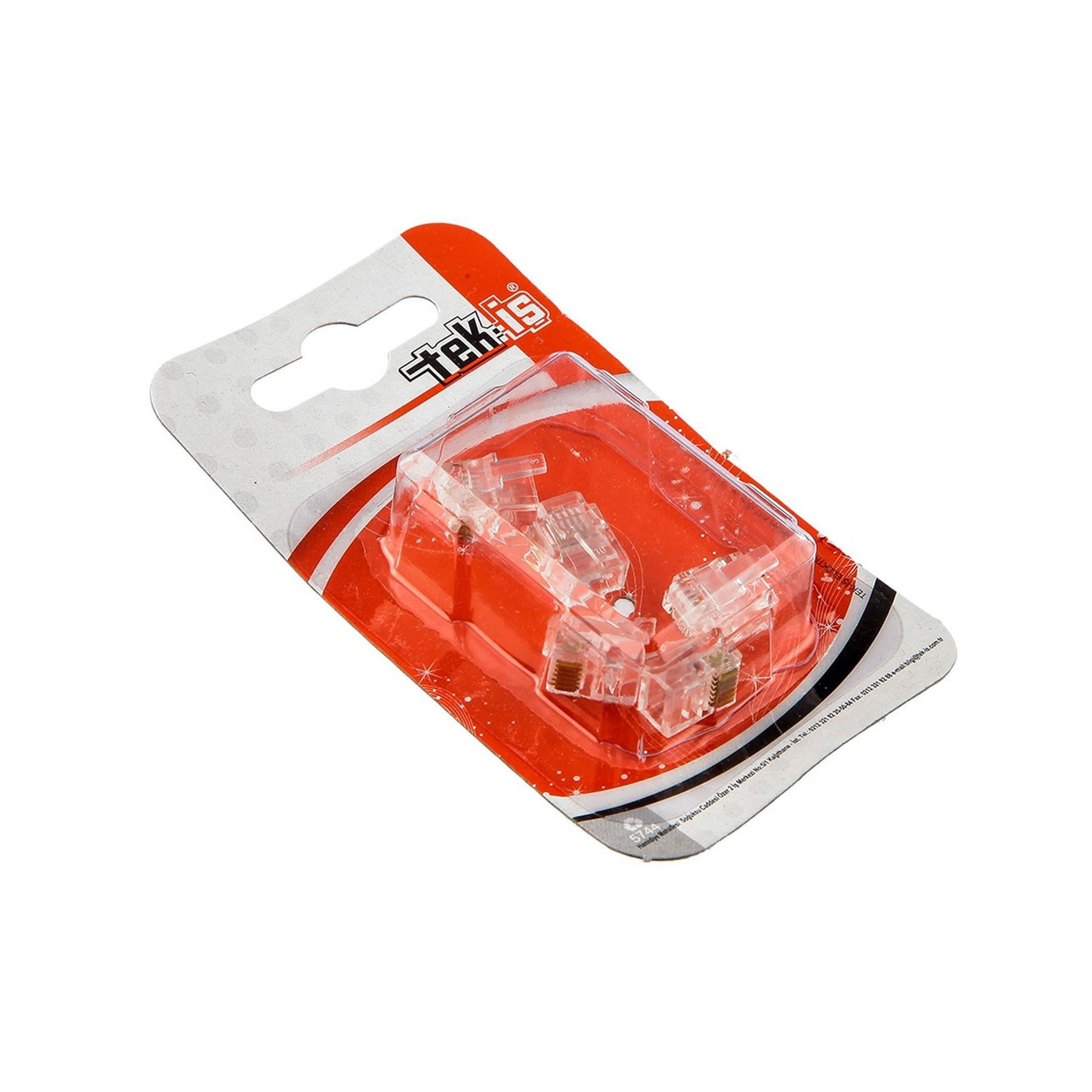 Tek-İş 6P-6C Bilgisayar Plug Telefon RJ11-RJ12 Jack Konnektör (5 Adet) (523206)