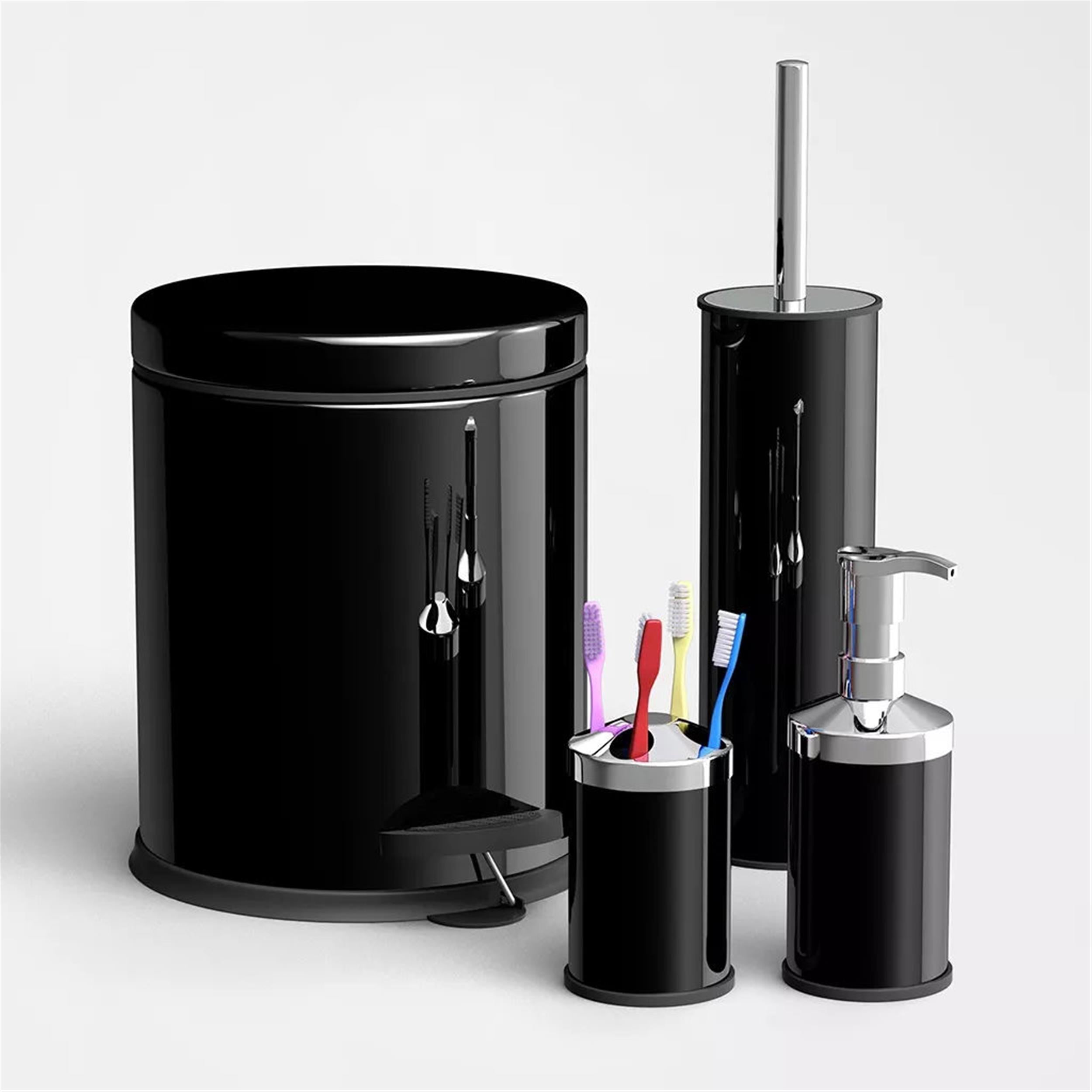 Decorev Boyalı 3 Litre Çöp Kovalı Dörtlü Banyo Seti (6524003)