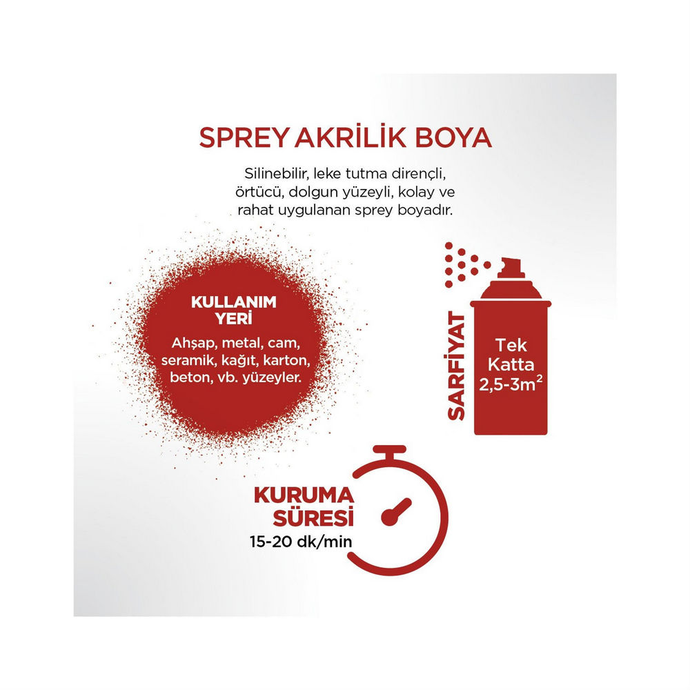 Polisan Makine Kırmızısı Akrilik Sprey Boya (97703190410)