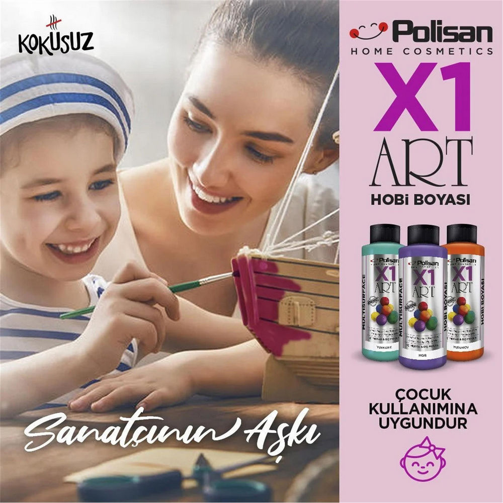 Polisan Gri 120 Ml. X1 Art Multisurface Hobi Boyası (98600930200)