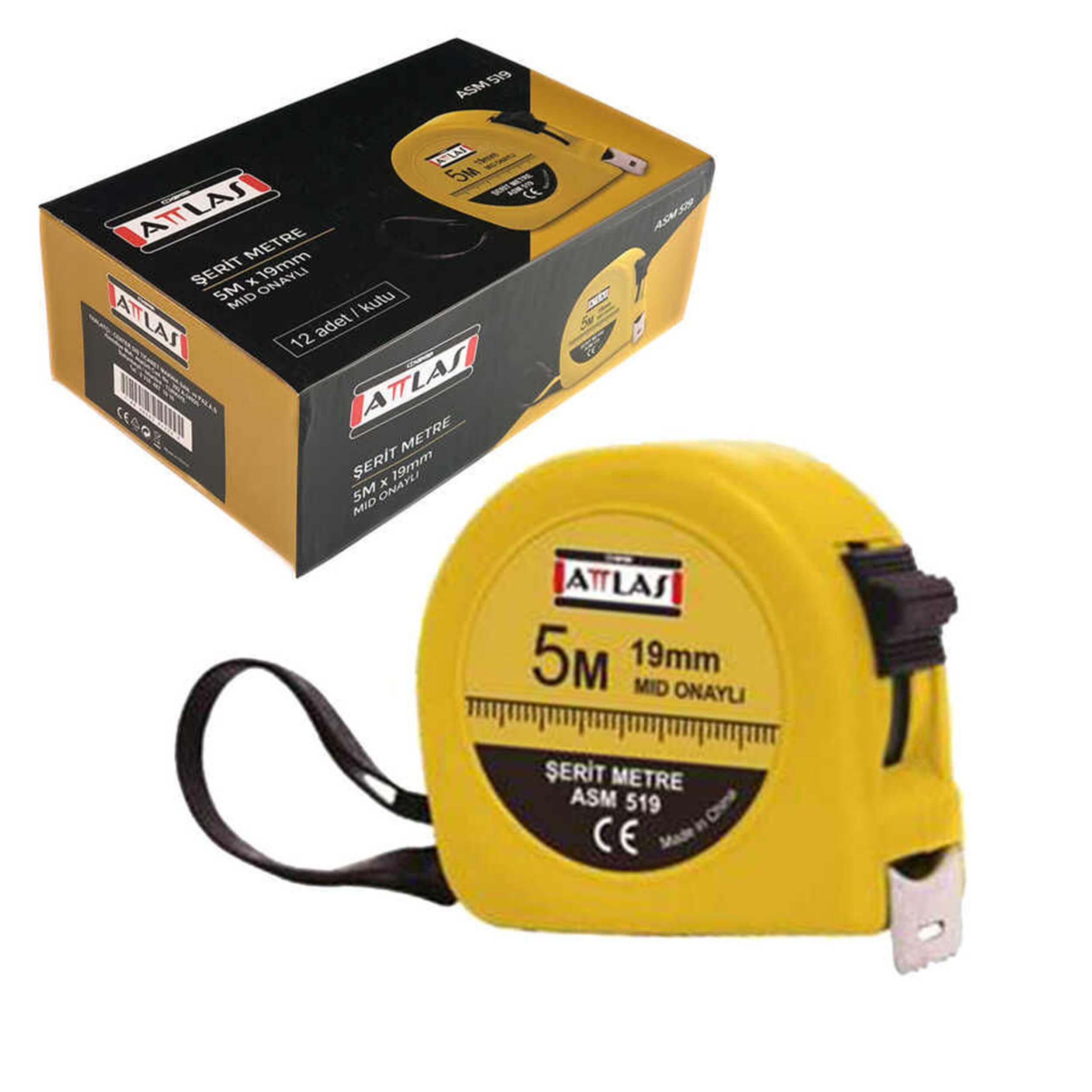 Attlas ASM 5 Metre 19 mm Şerit Metre (A0603002)