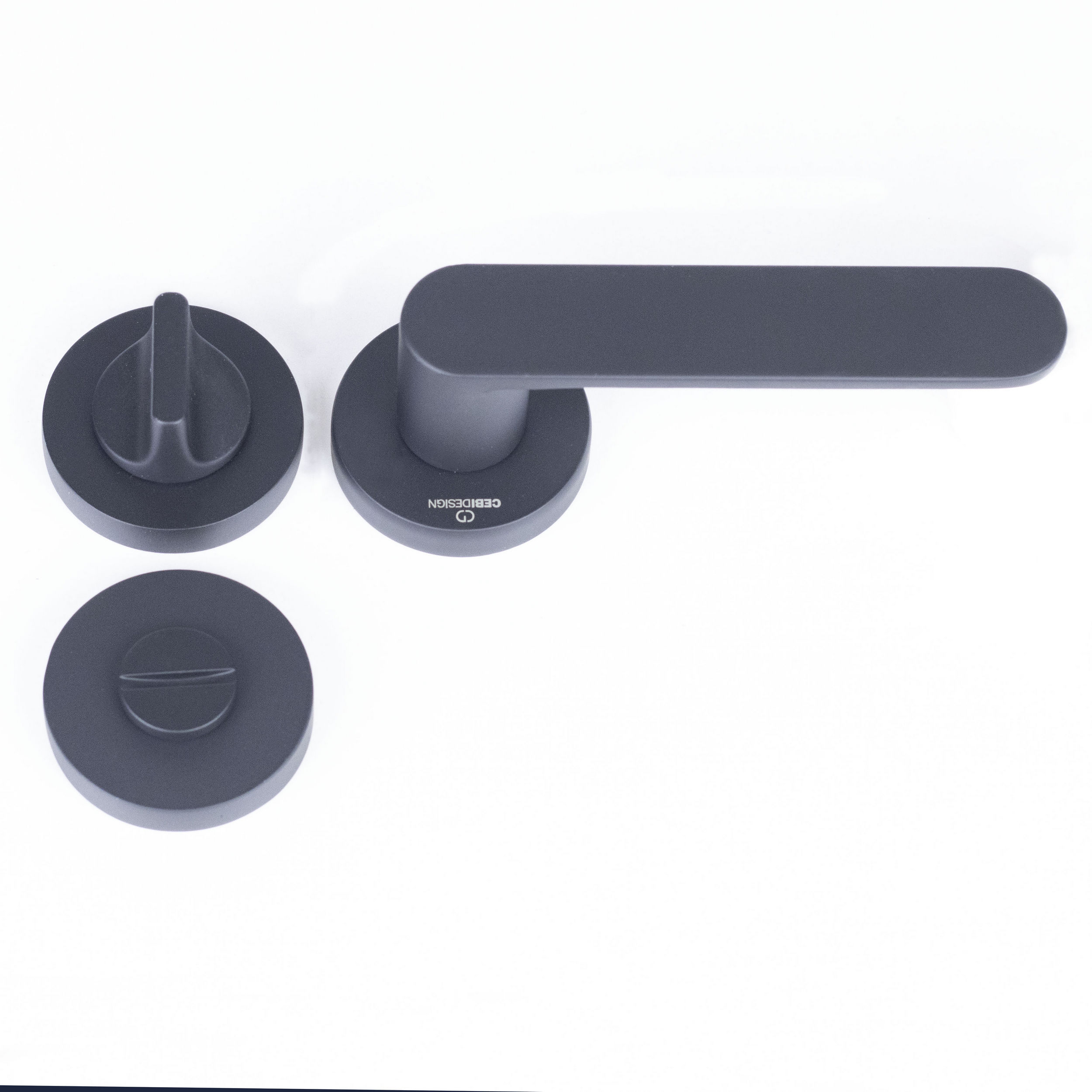 ÇEBİ Tau Yuvarlak Rozetli Mat Siyah Banyo Kapı Kolu (A501013124)