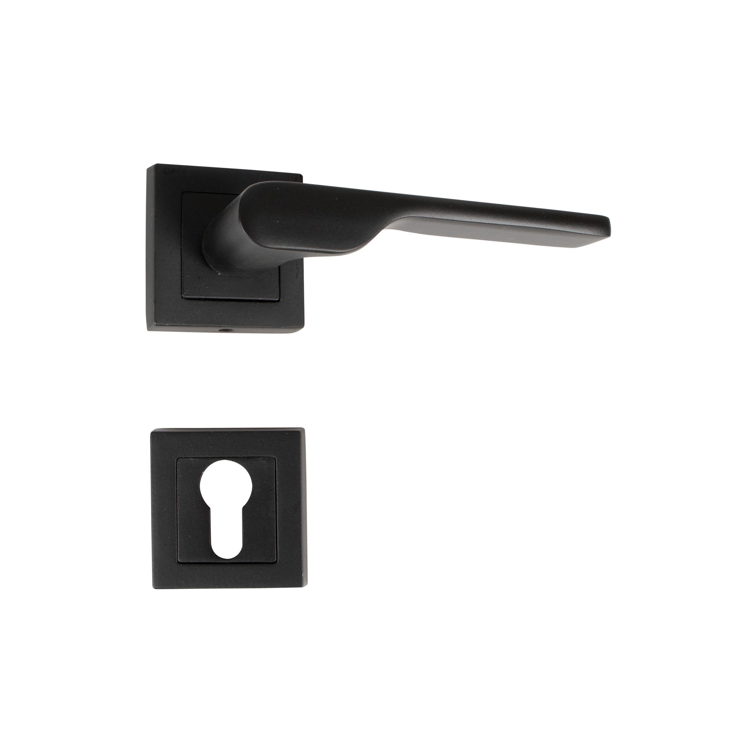 Ar-Pat Siyah Roma Kare Rozetli Yale Kapı Kolu (AR-AKA144-2-14)