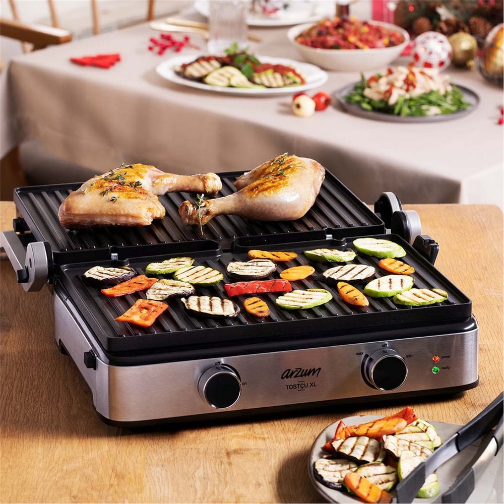 Arzum Paslanmaz Çelik Tostçu XL Izgara ve Tost Makinesi (AR2056)