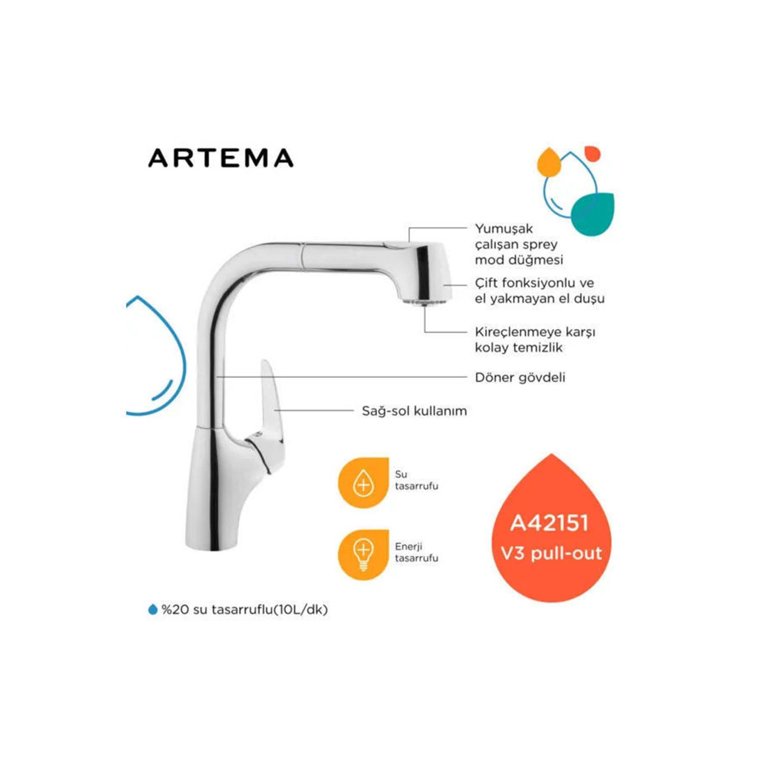 Artema Masterline V3 Pull-Out Eviye Bataryası (ARTEMA.A42151)