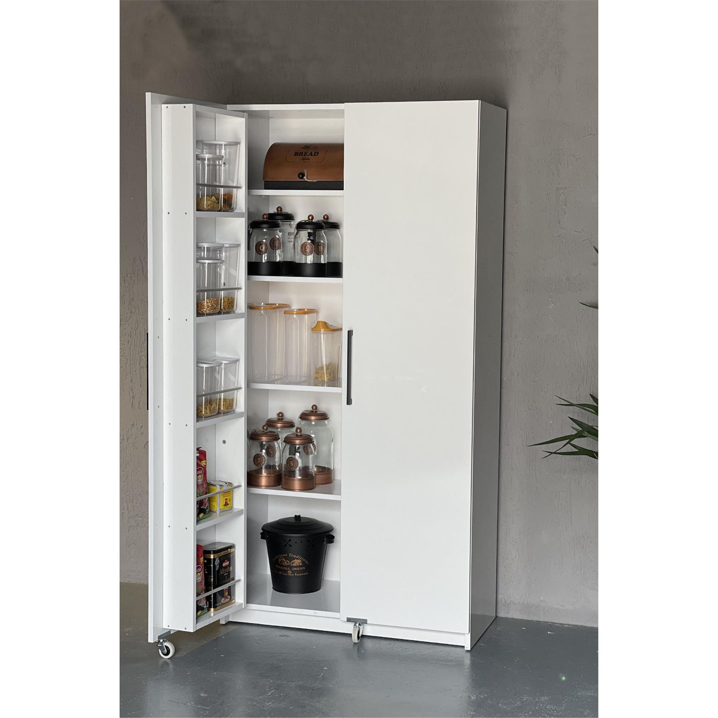 Avm Park Beyaz 180 cm 2 Kapaklı Erzak Dolabı (AVM.292155)