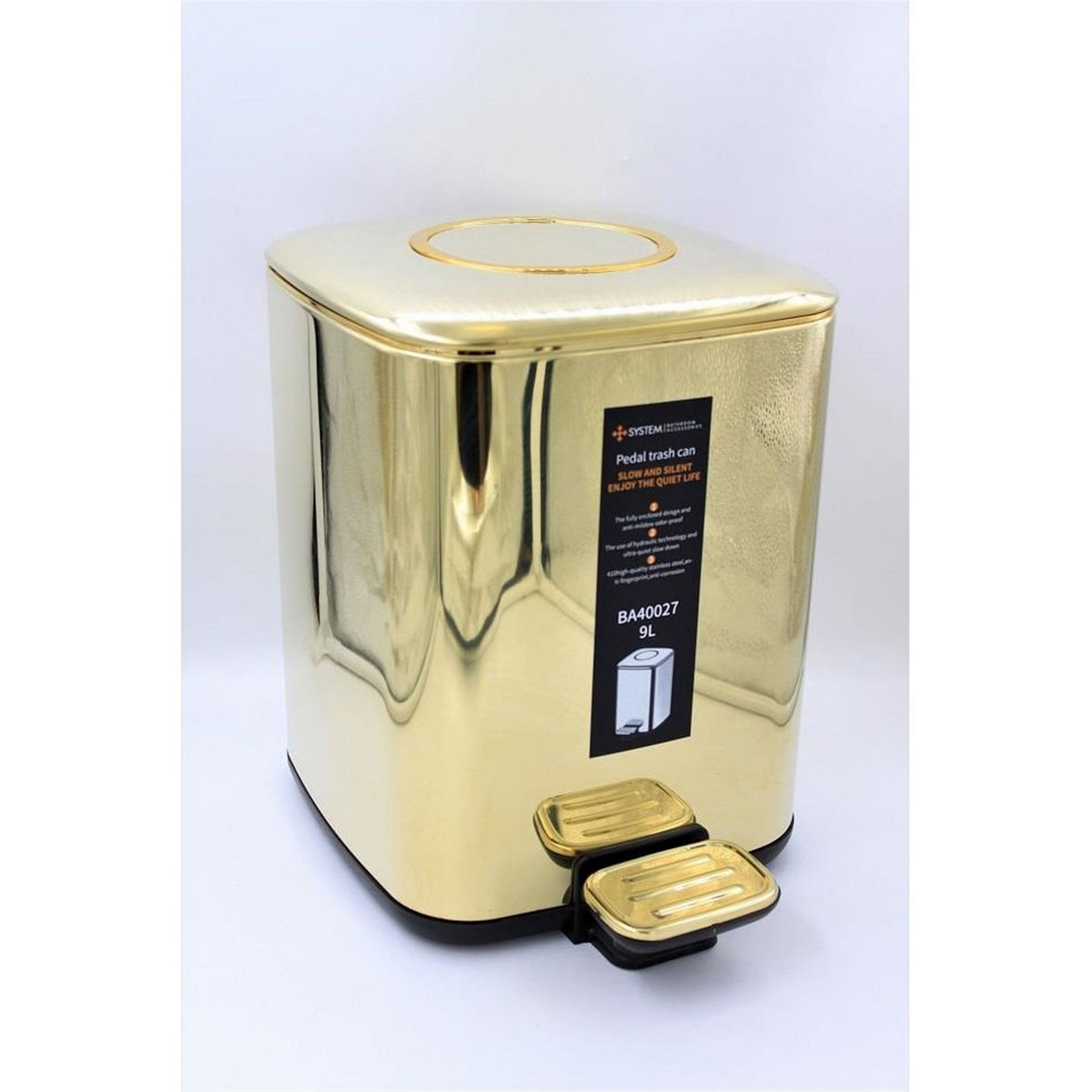 System Altın 9 Litre Pedallı Çöp Kovası (BA4027 034 GL)