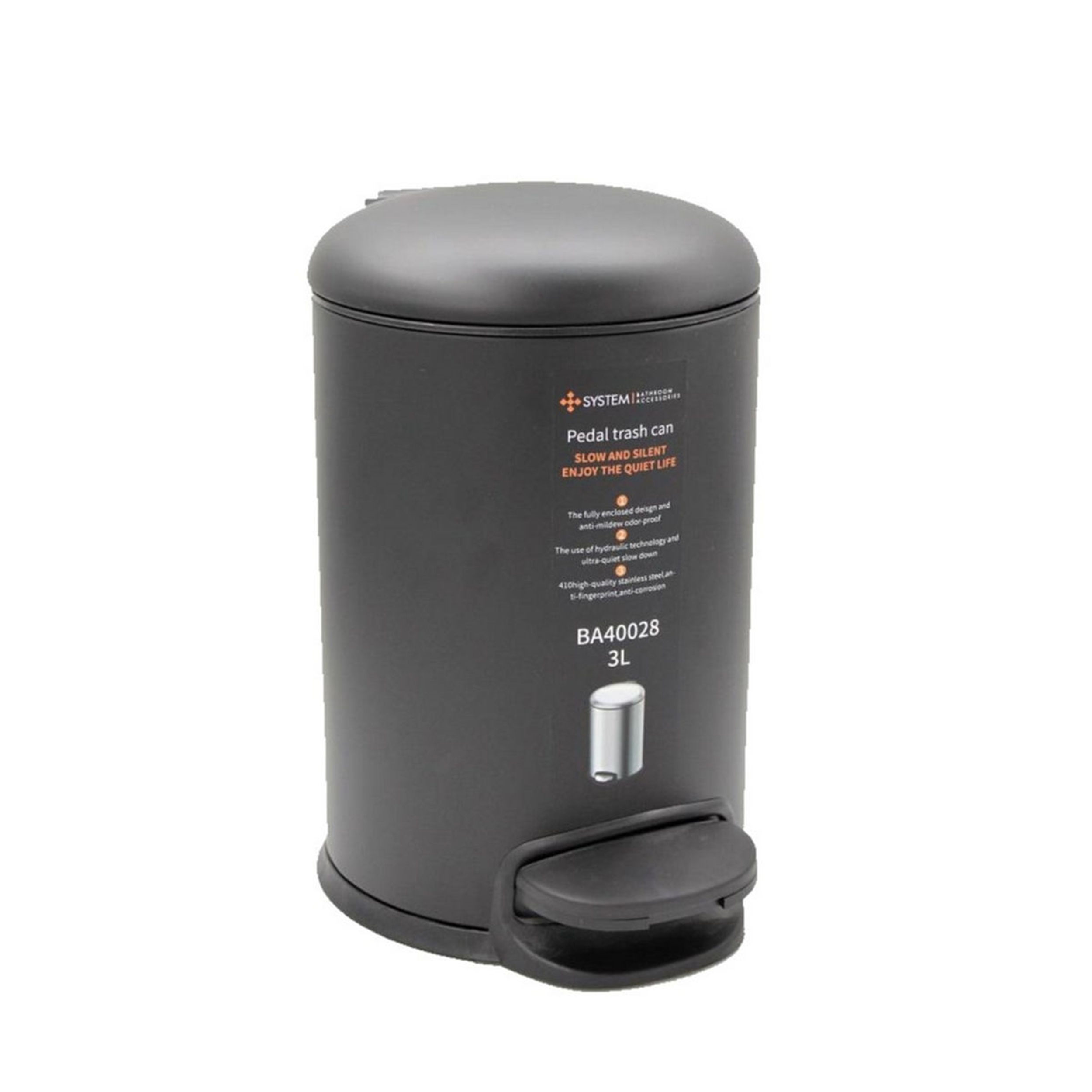 System Siyah 3 Litre Pedallı Çöp Kovası (BA4028 034 AL6)