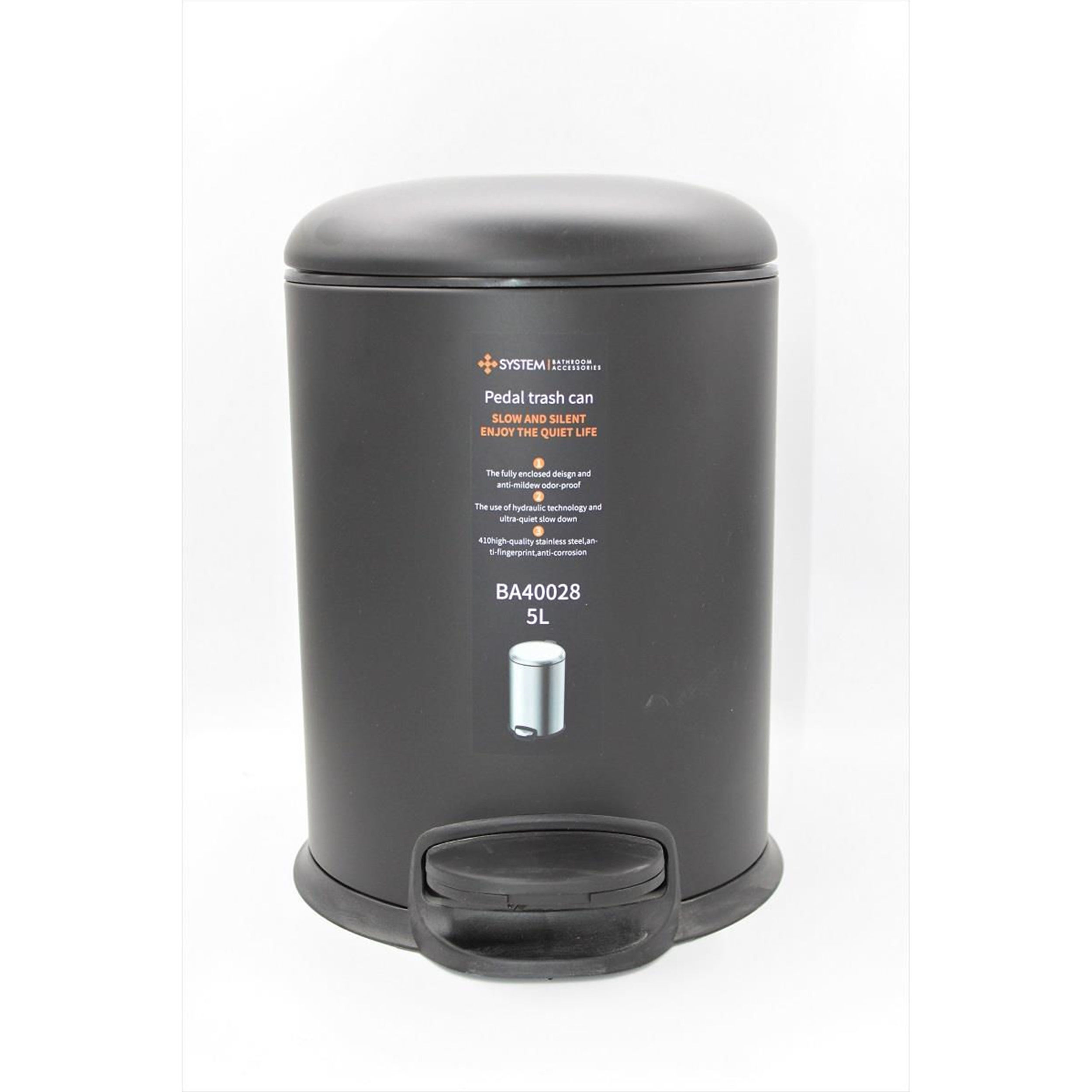 System Siyah 5 Litre Pedallı Çöp Kovası (BA4029 034 AL6)