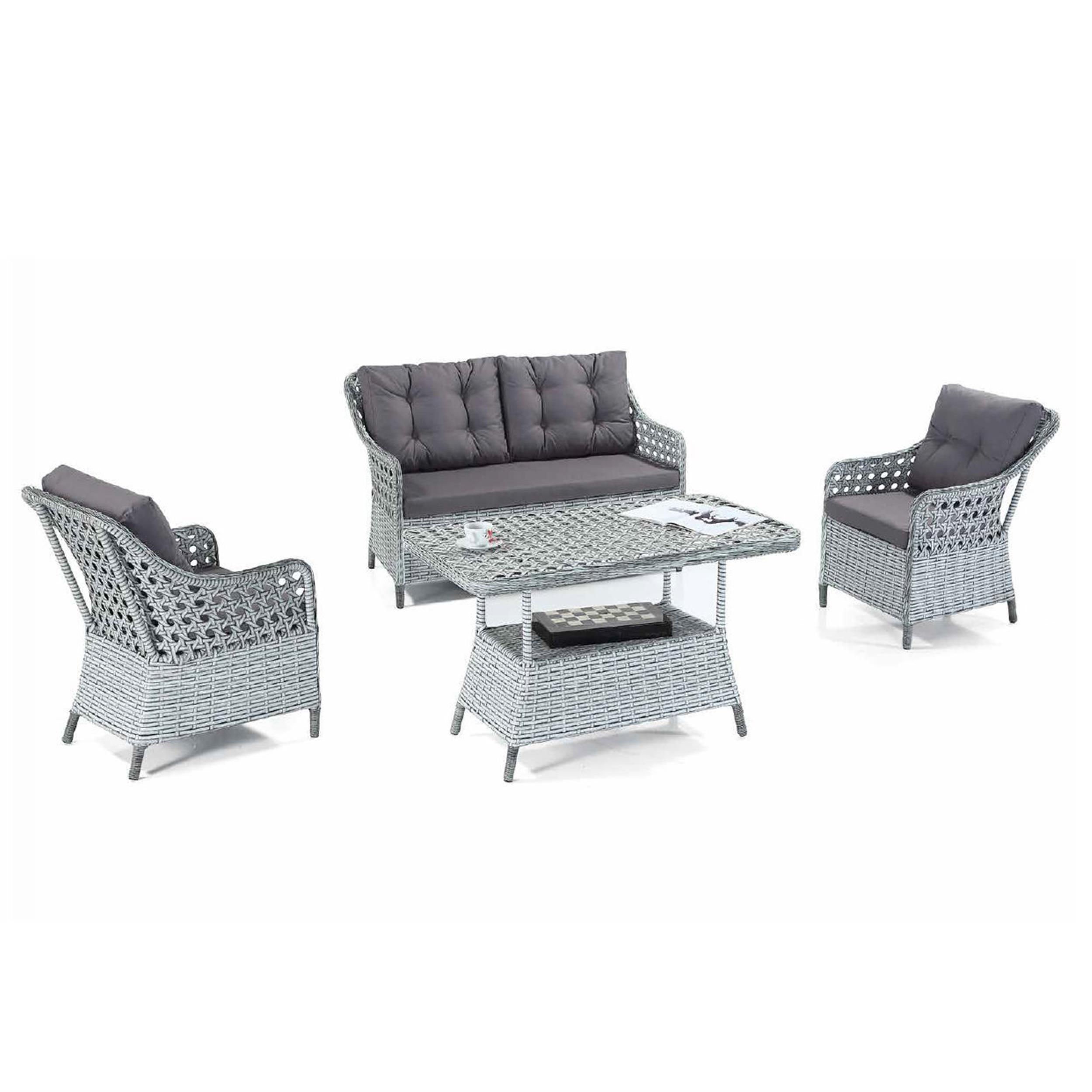 Botanica Gri 2+1+1 Orta Masalı Lotus Bahçe Oturma Seti (BOTANİCA.LOTUS-G)