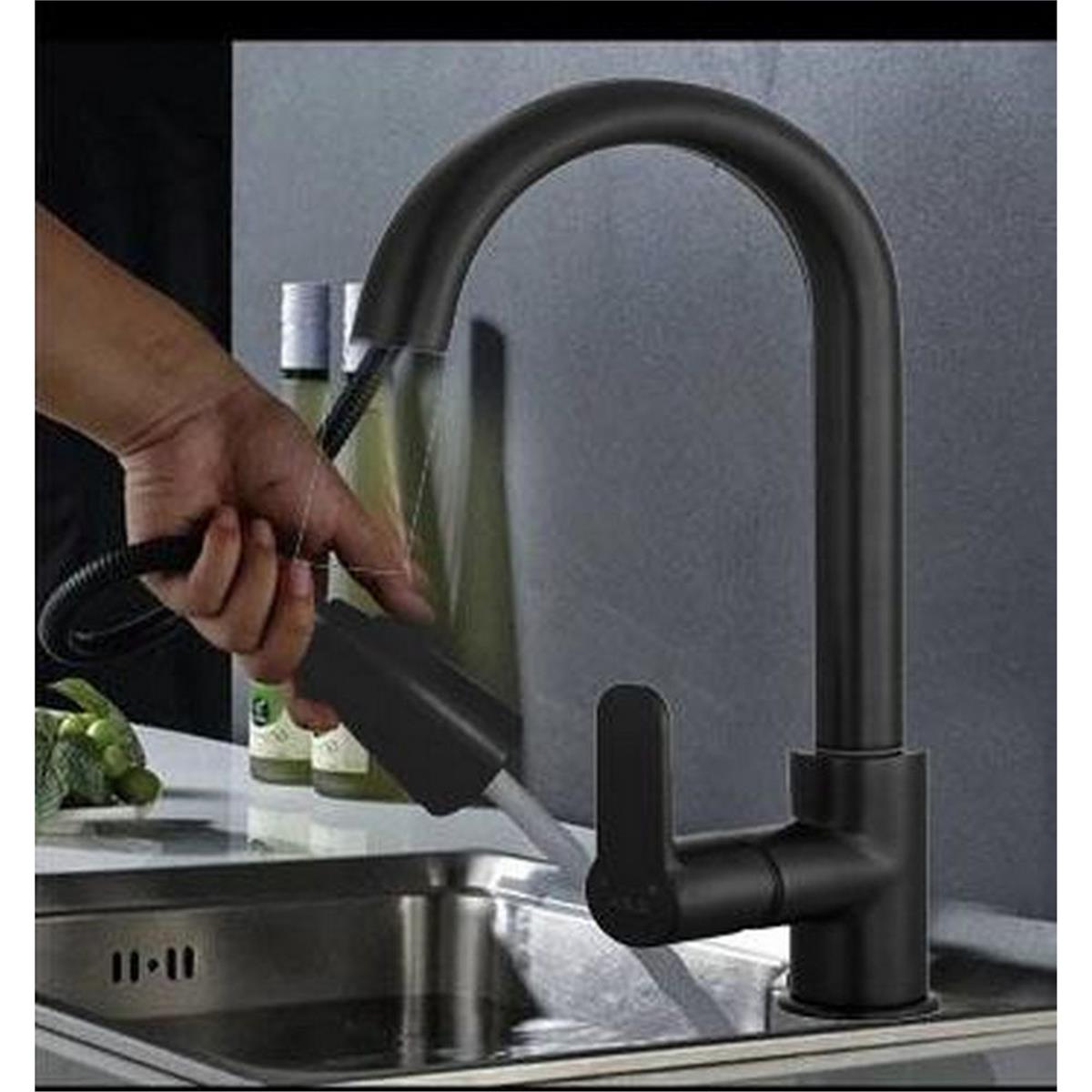 E.C.A. Mat Siyah Nita Spiralli Kuğu Borulu Eviye Bataryası (ECA.102118129C1)