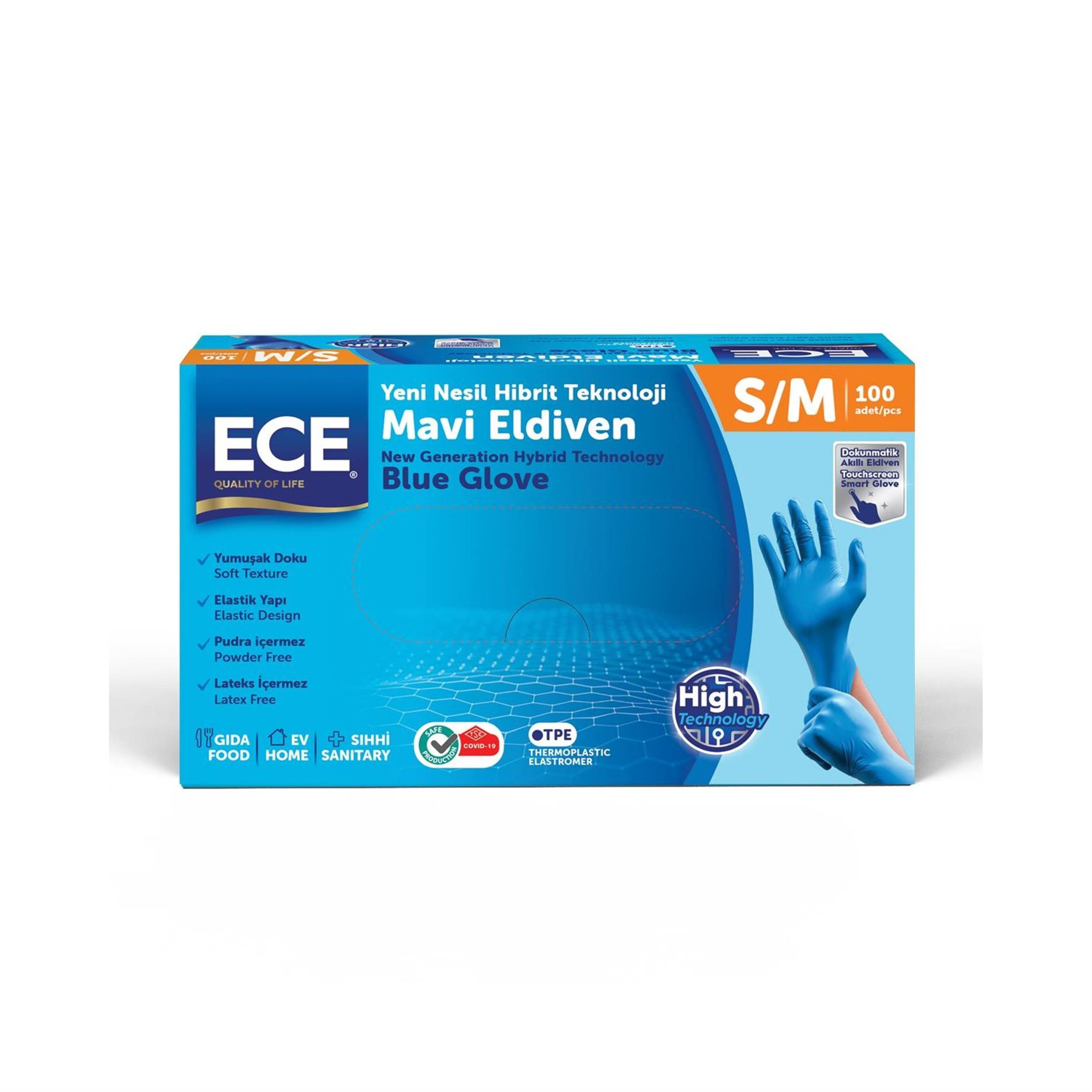 ECE Mavi PE Orta Eldiven (100 Adet) (ECE.ETZ-493)