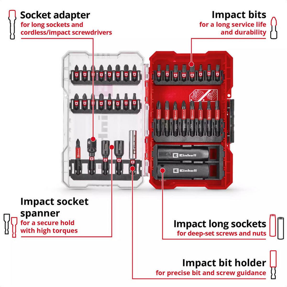 Einhell 39 Parça M-Case Bits Uç ve Soket Seti (EİNHEL.49109220)