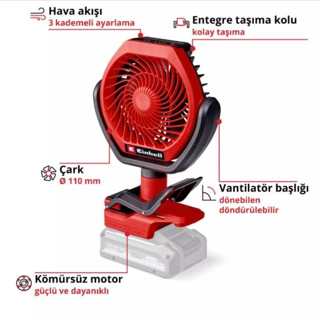 Einhell Classic GC-CF 18/110 Li - Solo, Akülü Vantilatör (Akü ve şarj cihazı dahil değildir)
