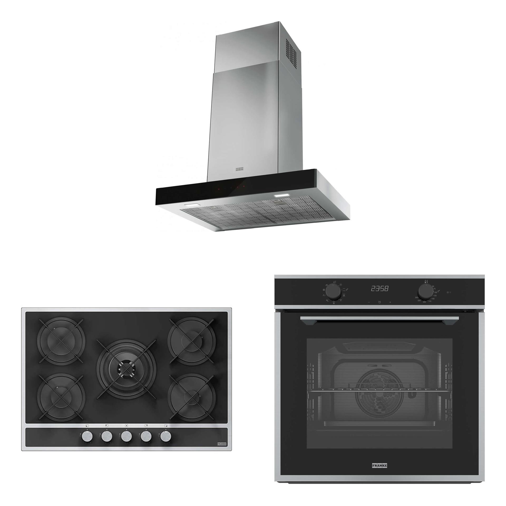 Franke İnox Siyah Modern Ankastre Set (3' Lü Set)