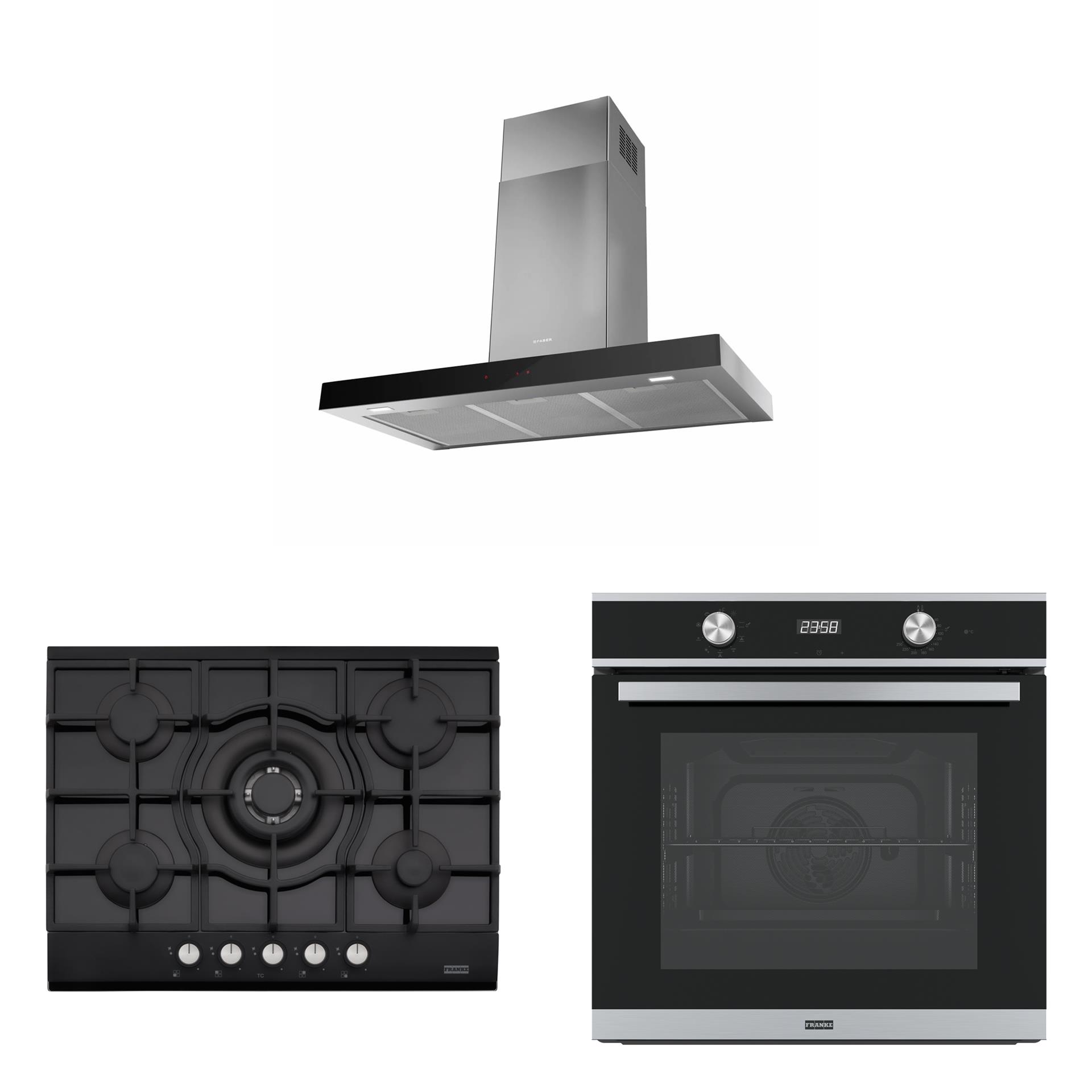 Franke İnox Siyah Smart Ankastre Set (3' Lü Set)