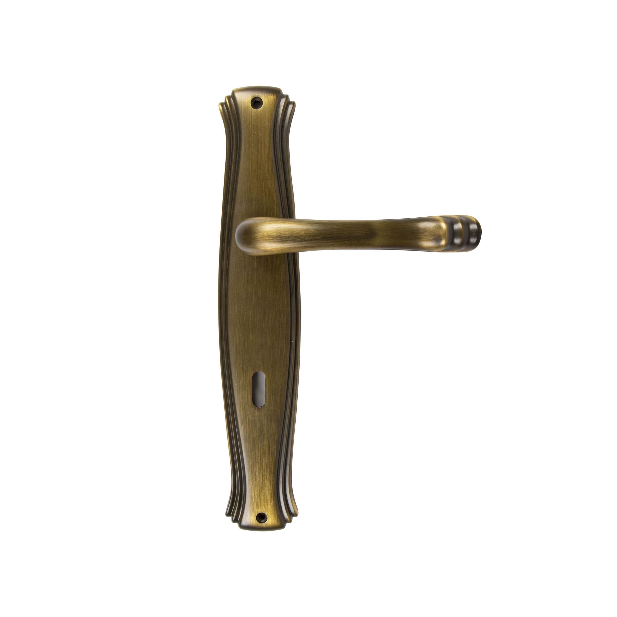 System Bronz Antik Saten Victoria Aynalı Oda Kapı Kolu (HA129PL14N MAB)