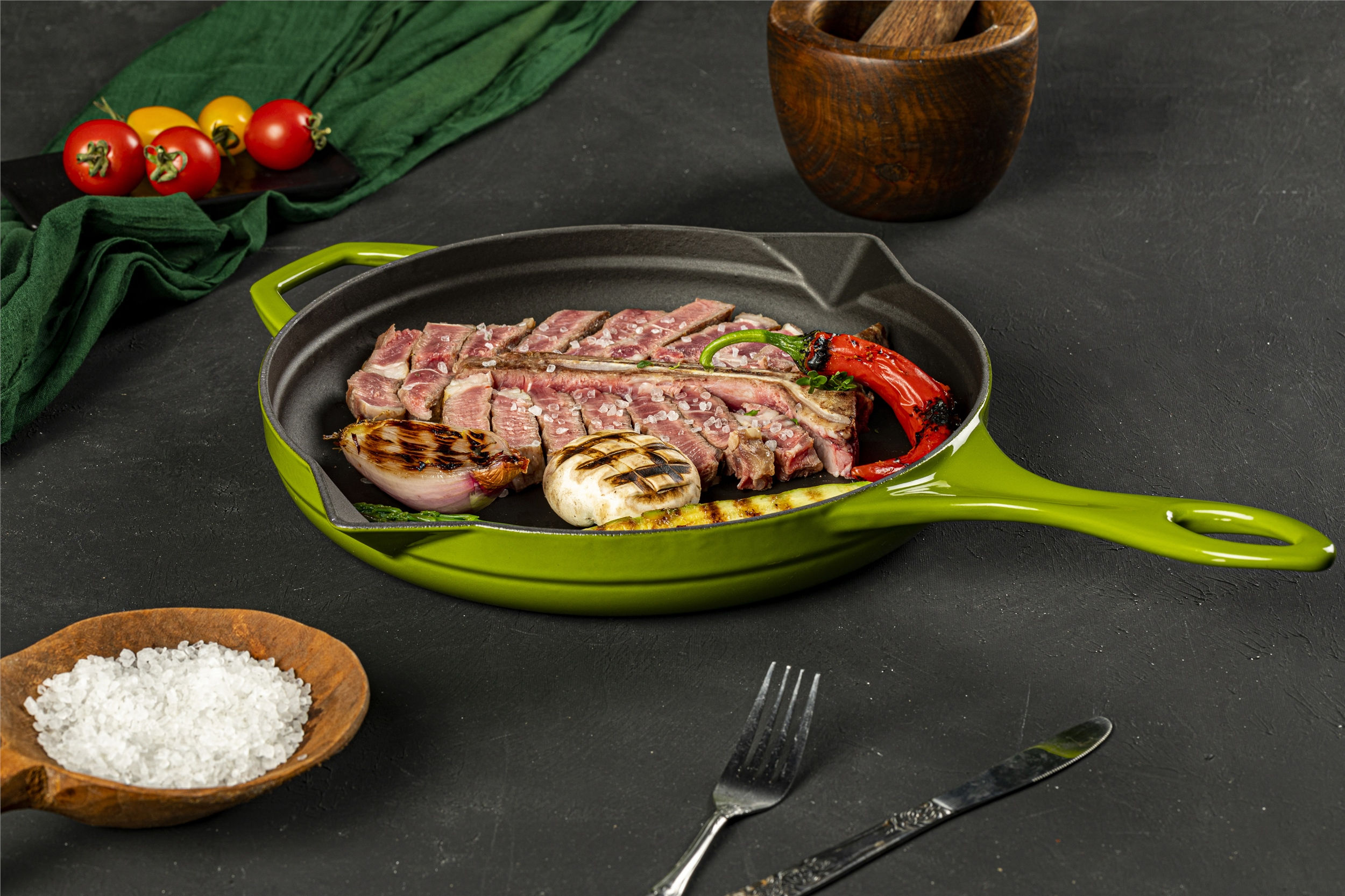 Hosse Yeşil 28 cm Kısa Tencere (HSYKT-28-Y)