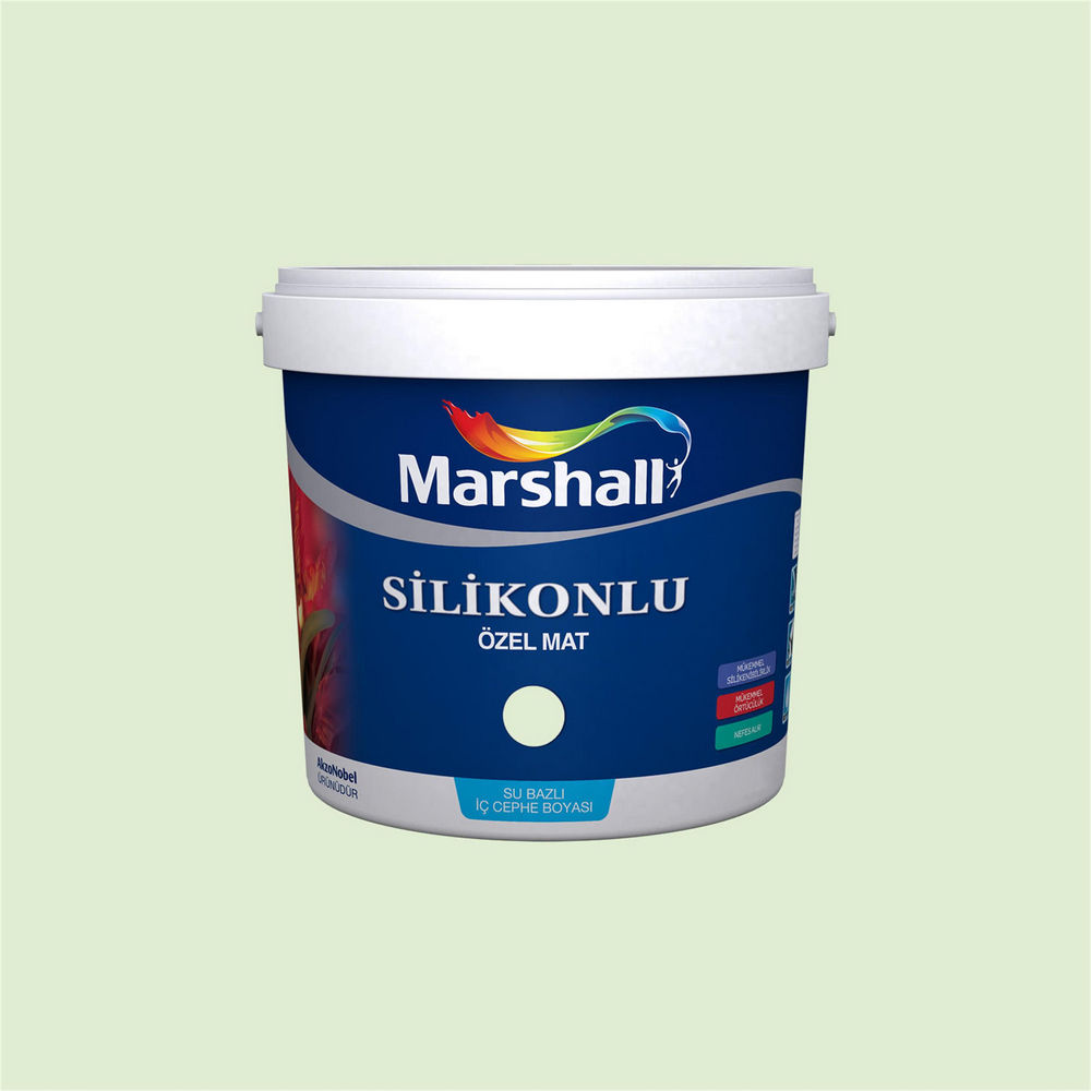 Marshall Buz Beyazı 2,5 Litre Silikonlu Özel Mat Su Bazlı İç Cephe Boyası (MARSHALL.5134335)