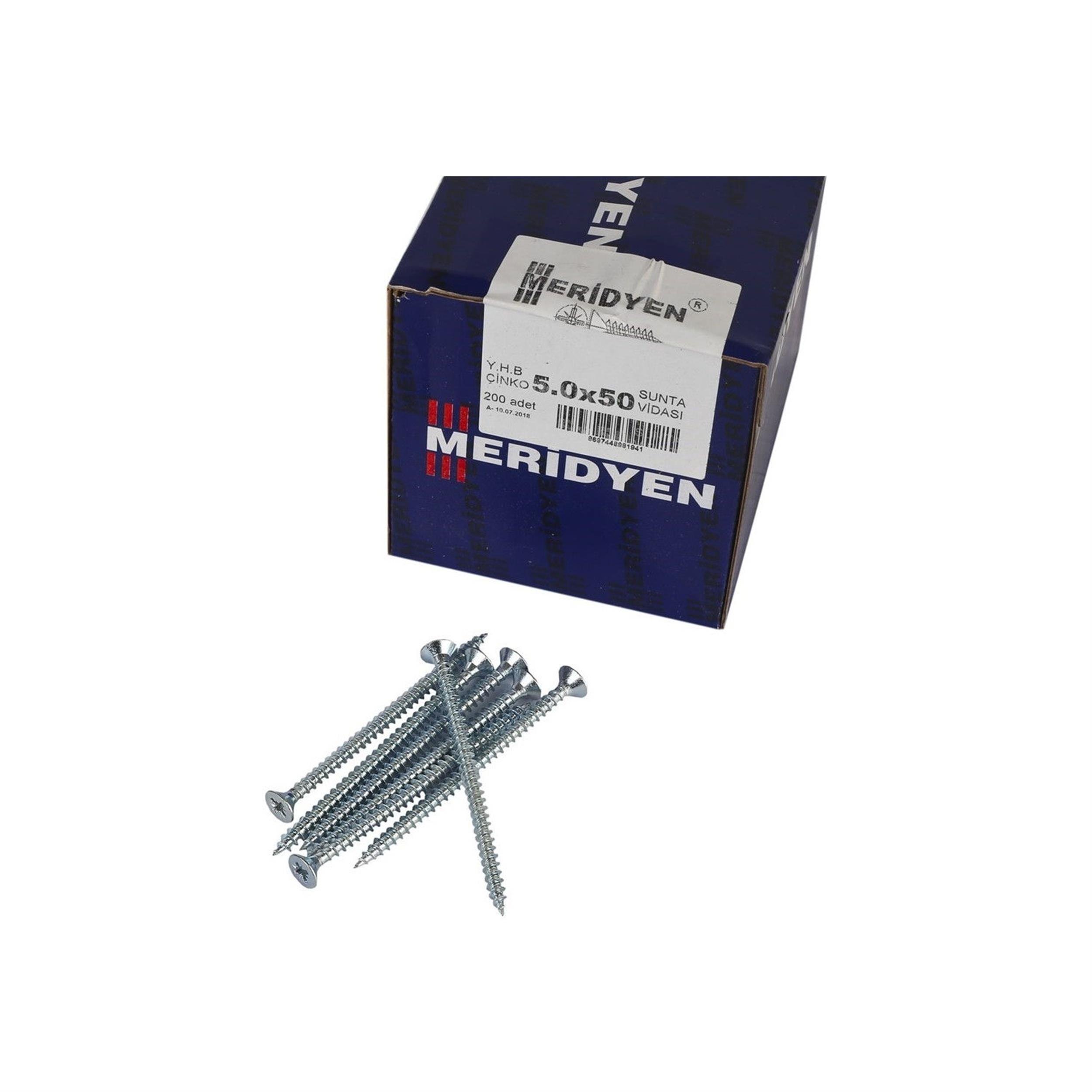 Meridyen 5,0x50 Çinko Sunta Vidası (500 Adet) (MRD.5050/1)