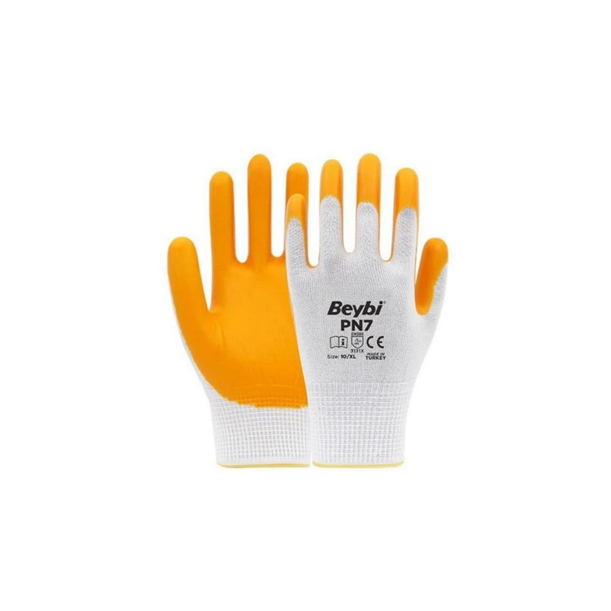 Beybi Beyaz Sarı 10 Numara PN7 Zebra Eldiven (NİT.PLY.PN7.SARI10)