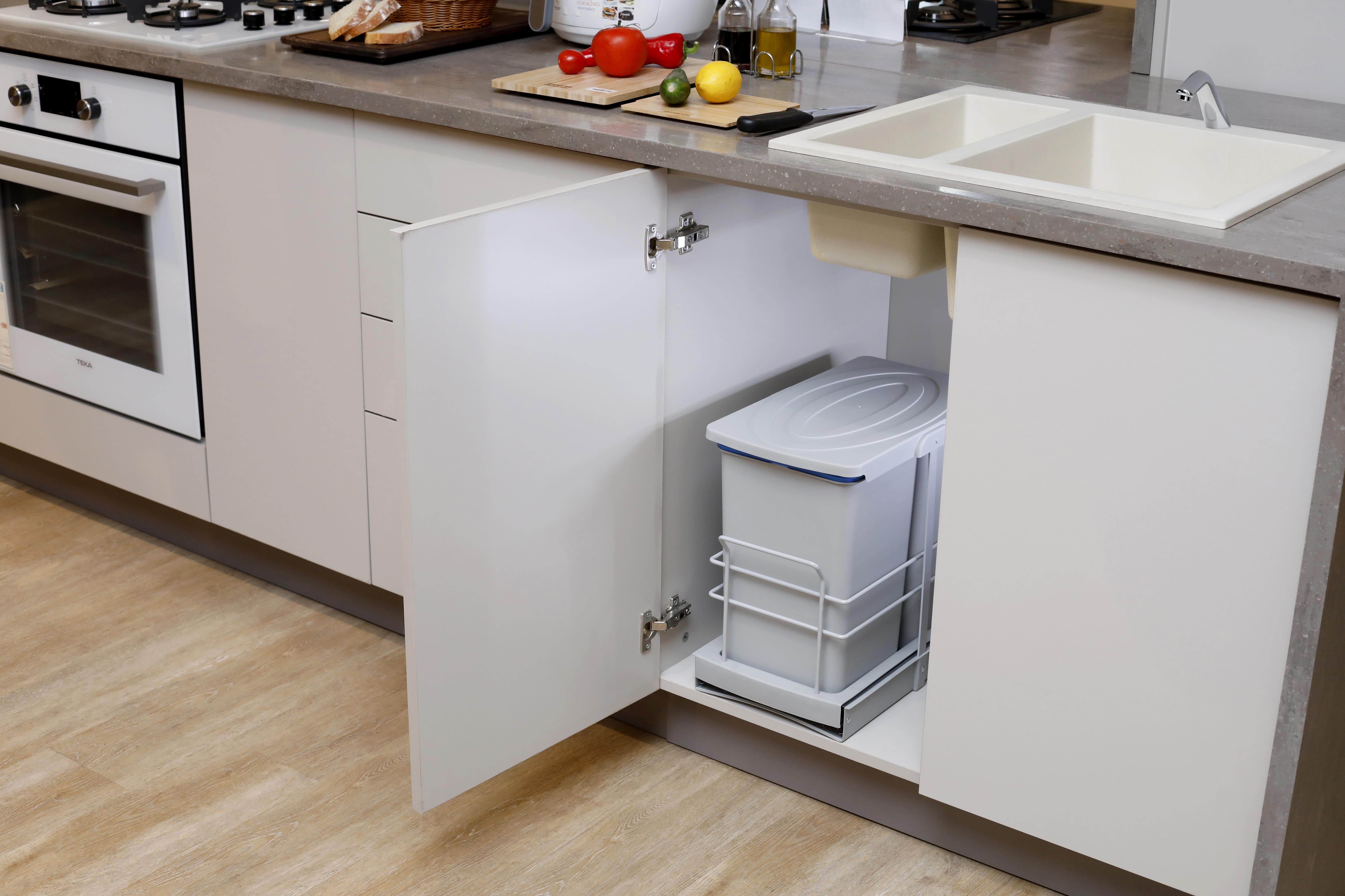 Pyramith Gri 12+12 Litre Teleskopik Raylı Çöp Kovası (P-9152)