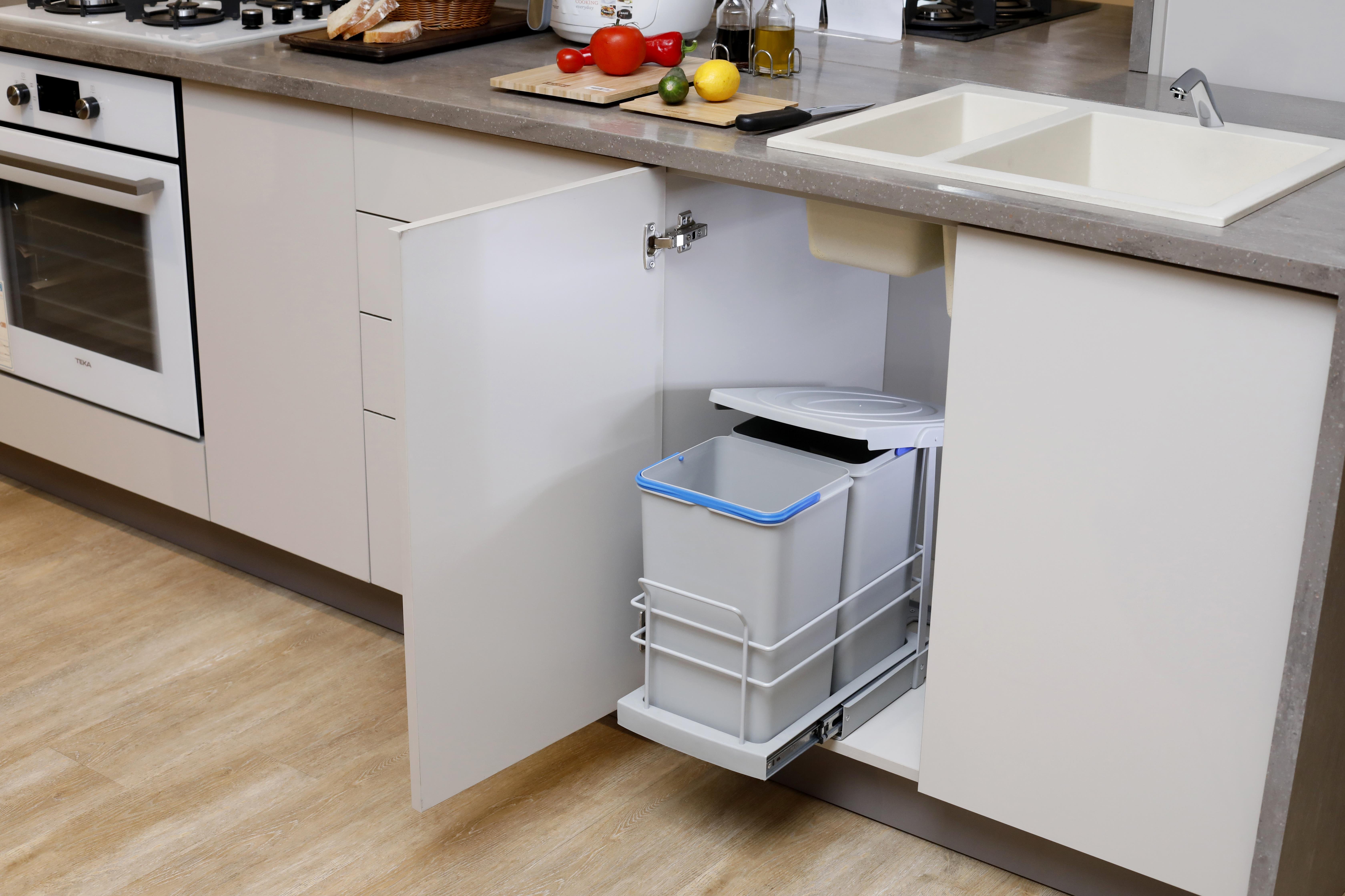 Pyramith Gri 12+12 Litre Teleskopik Raylı Çöp Kovası (P-9152)