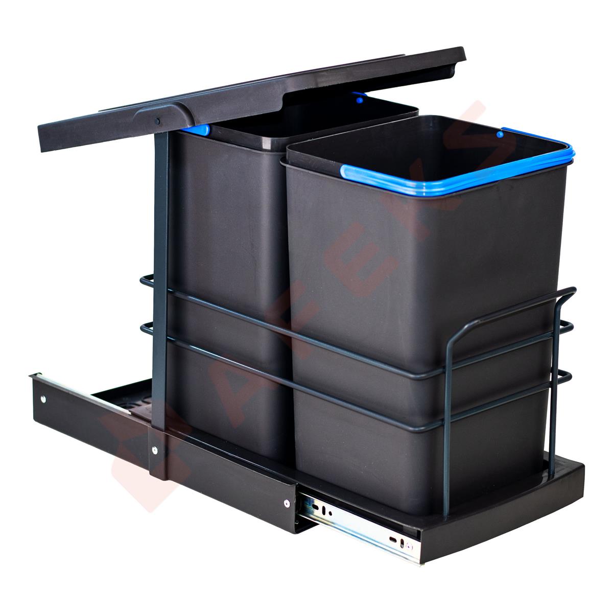 Pyramith Antrasit 12+12 Litre Teleskopik Raylı Çöp Kovası (P-9153)