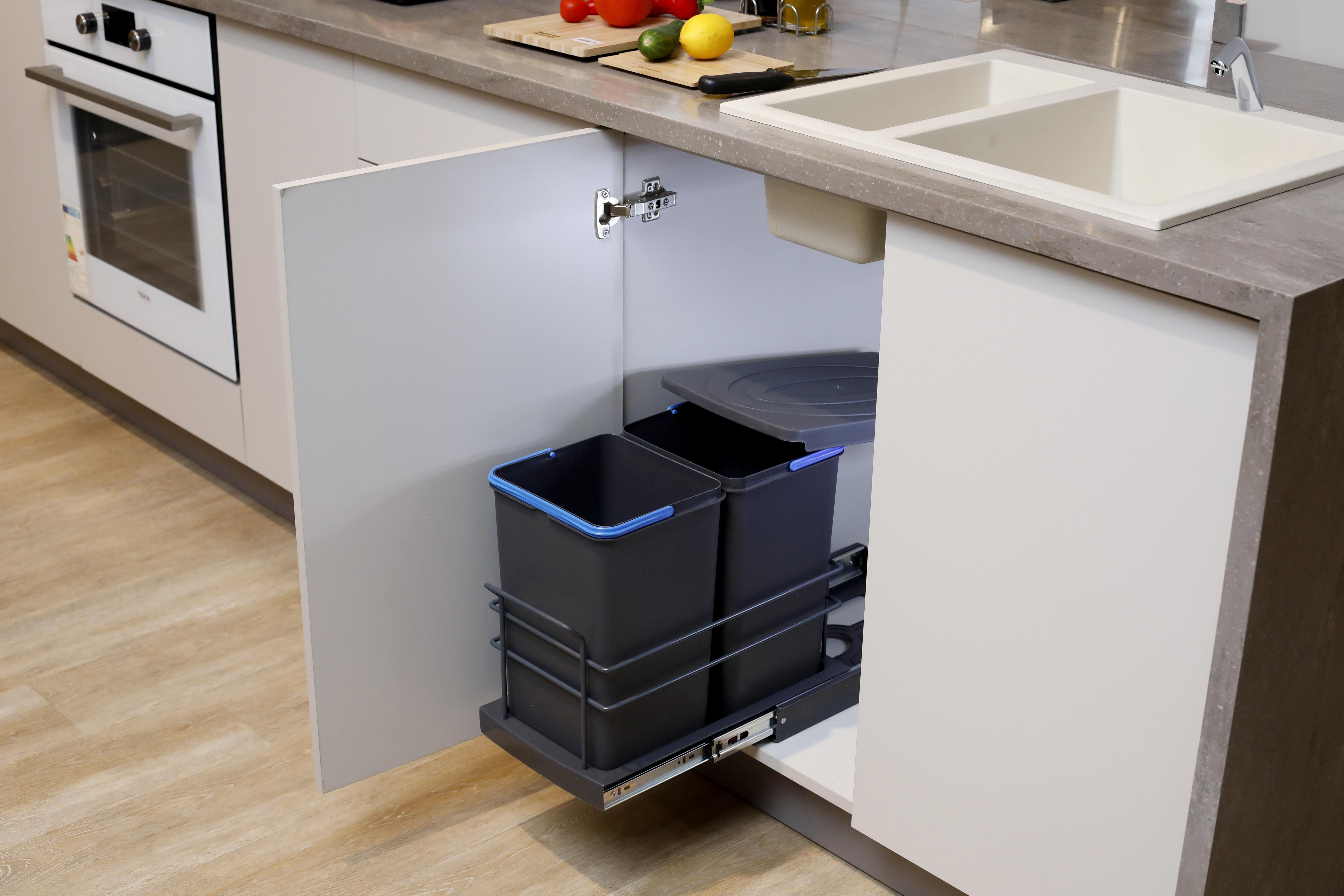 Pyramith Antrasit 12+12 Litre Teleskopik Raylı Çöp Kovası (P-9153)