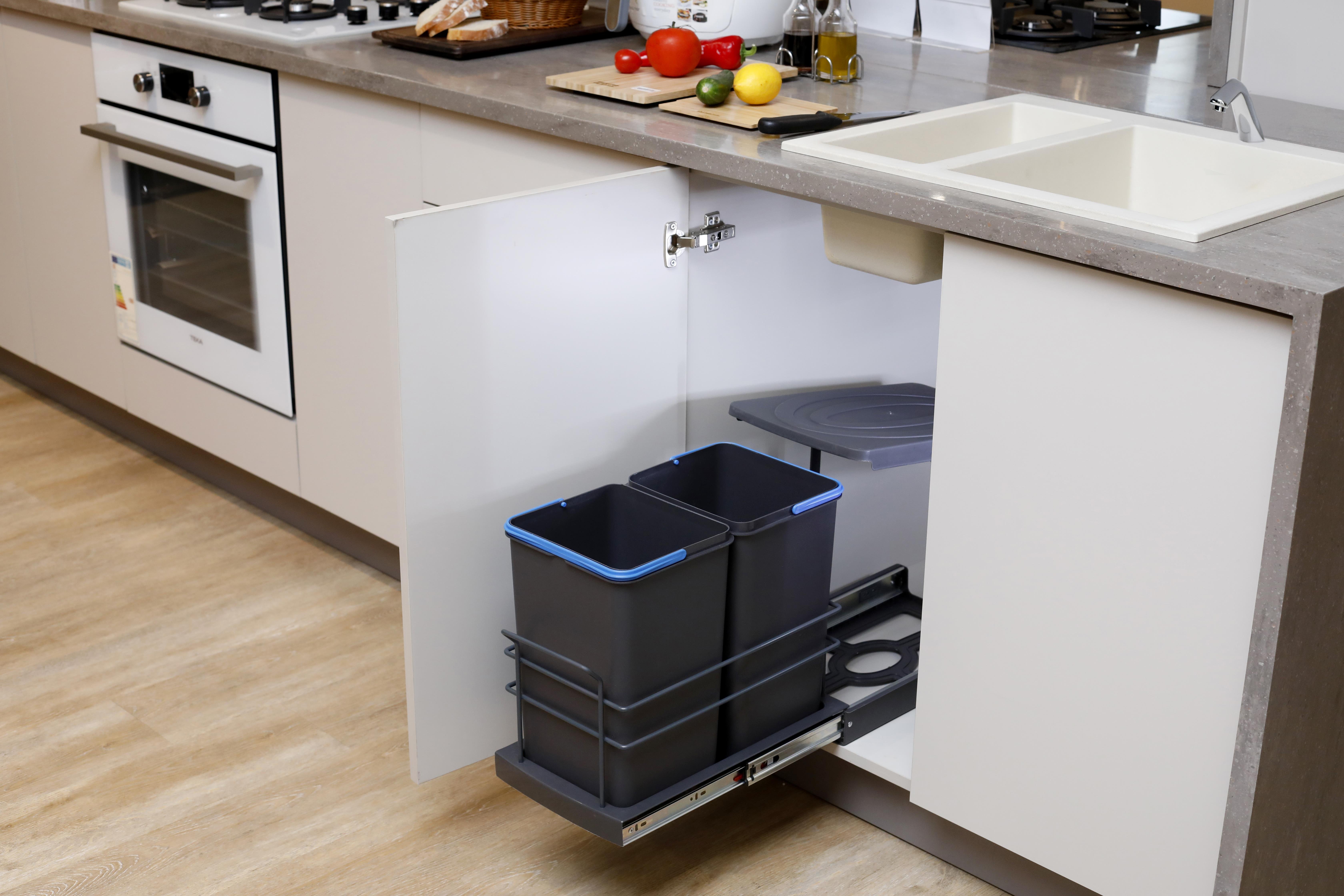 Pyramith Antrasit 12+12 Litre Teleskopik Raylı Çöp Kovası (P-9153)