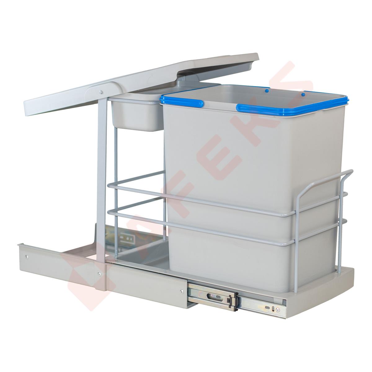 Pyramith Gri 16+1 Litre Teleskopik Raylı Çöp Kovası (P-9154)