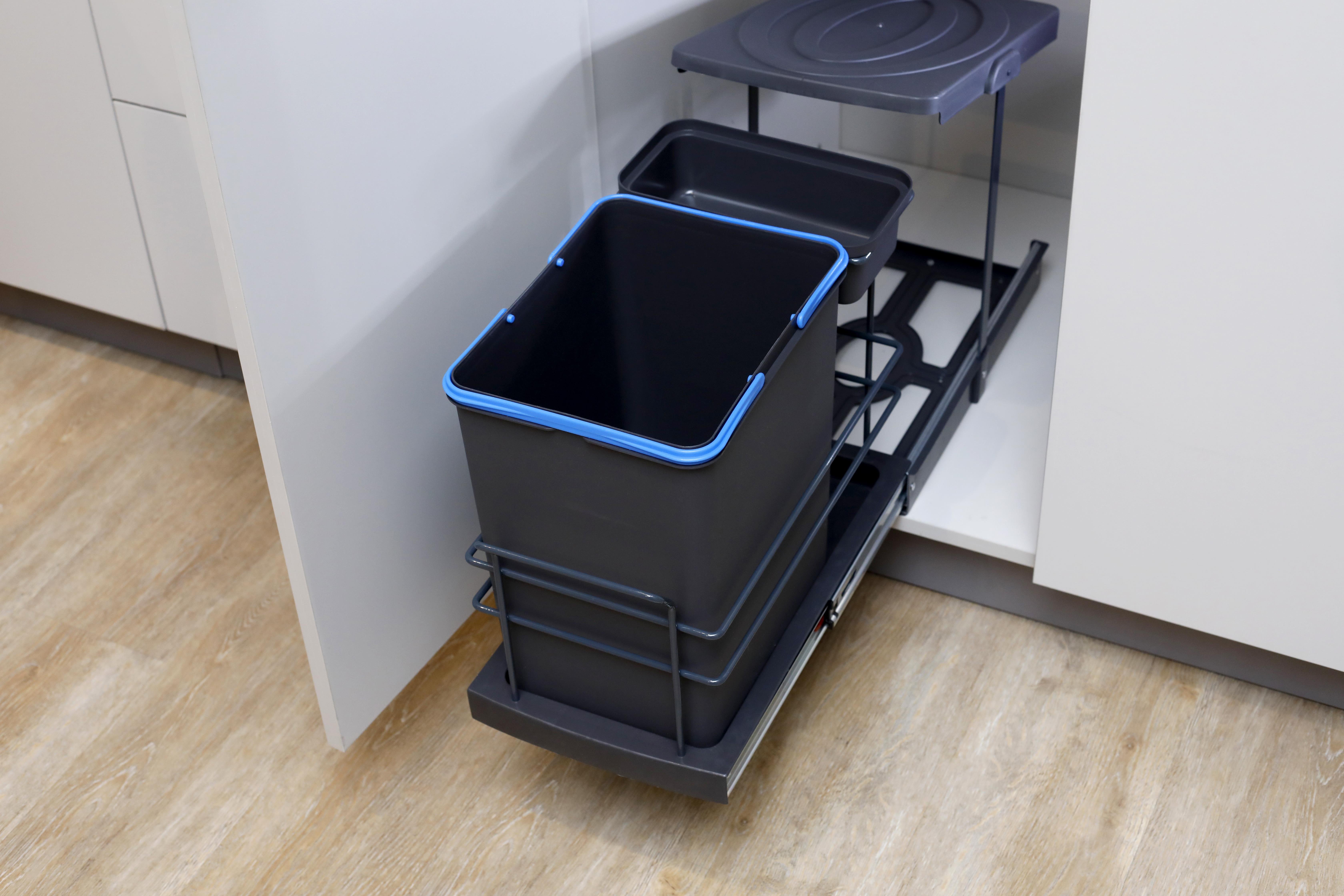 Pyramith Antrasit 16+1 Litre Teleskopik Raylı Çöp Kovası (P-9155)