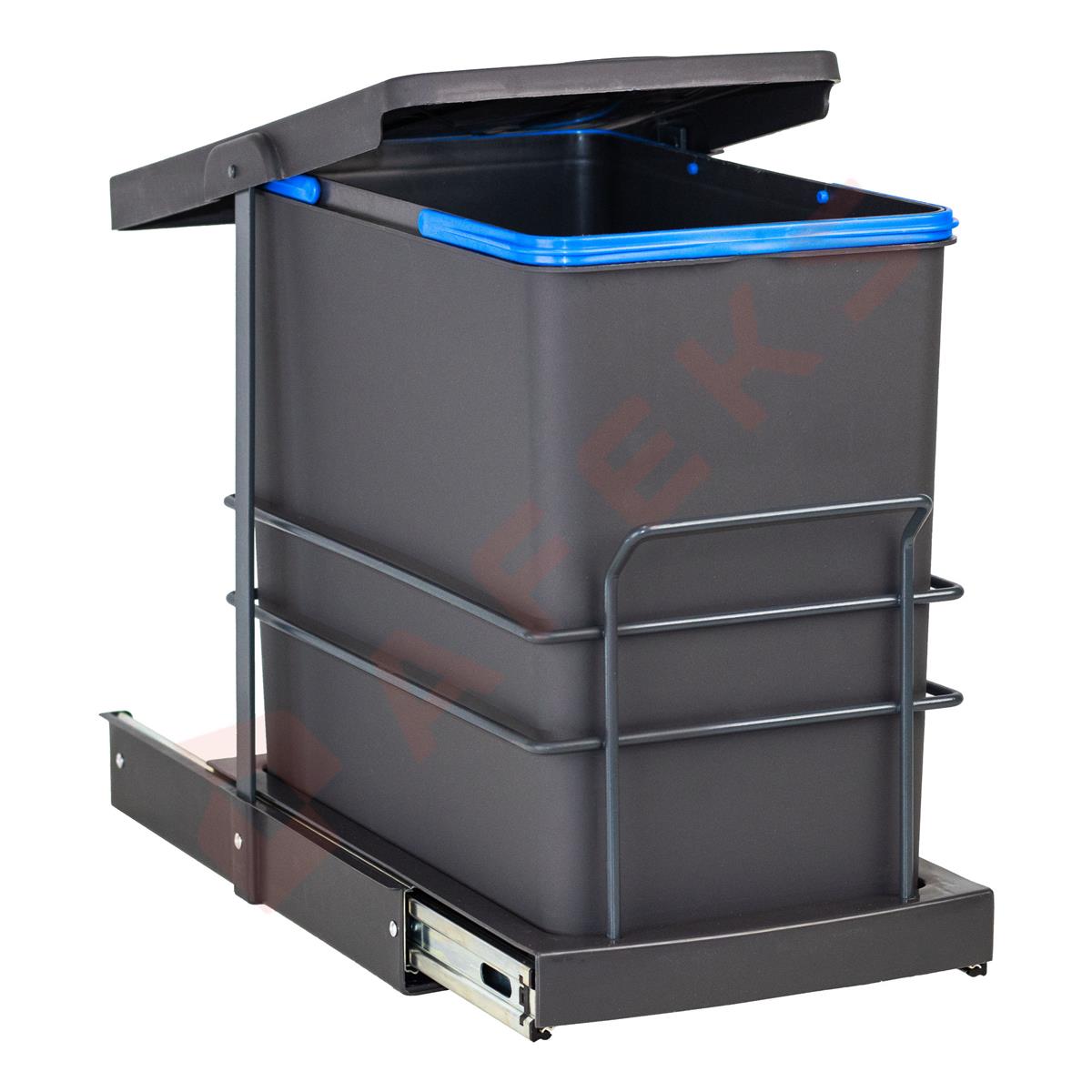 Pyramith Antrasit 24 Litre Teleskopik Raylı Çöp Kovası (P-9157)