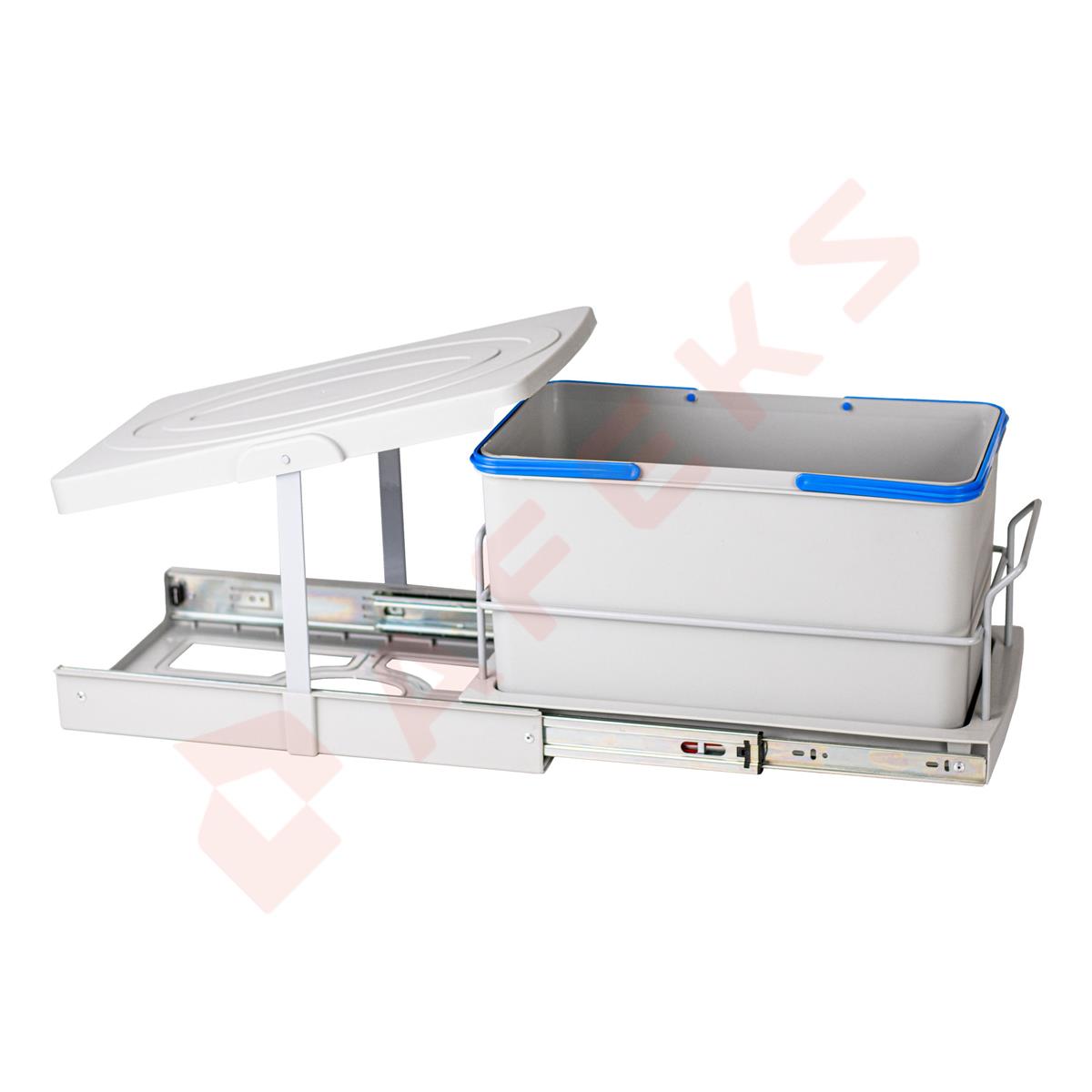 Pyramith Gri 16 Litre Kısa Teleskopik Raylı Çöp Kovası (P-9158)