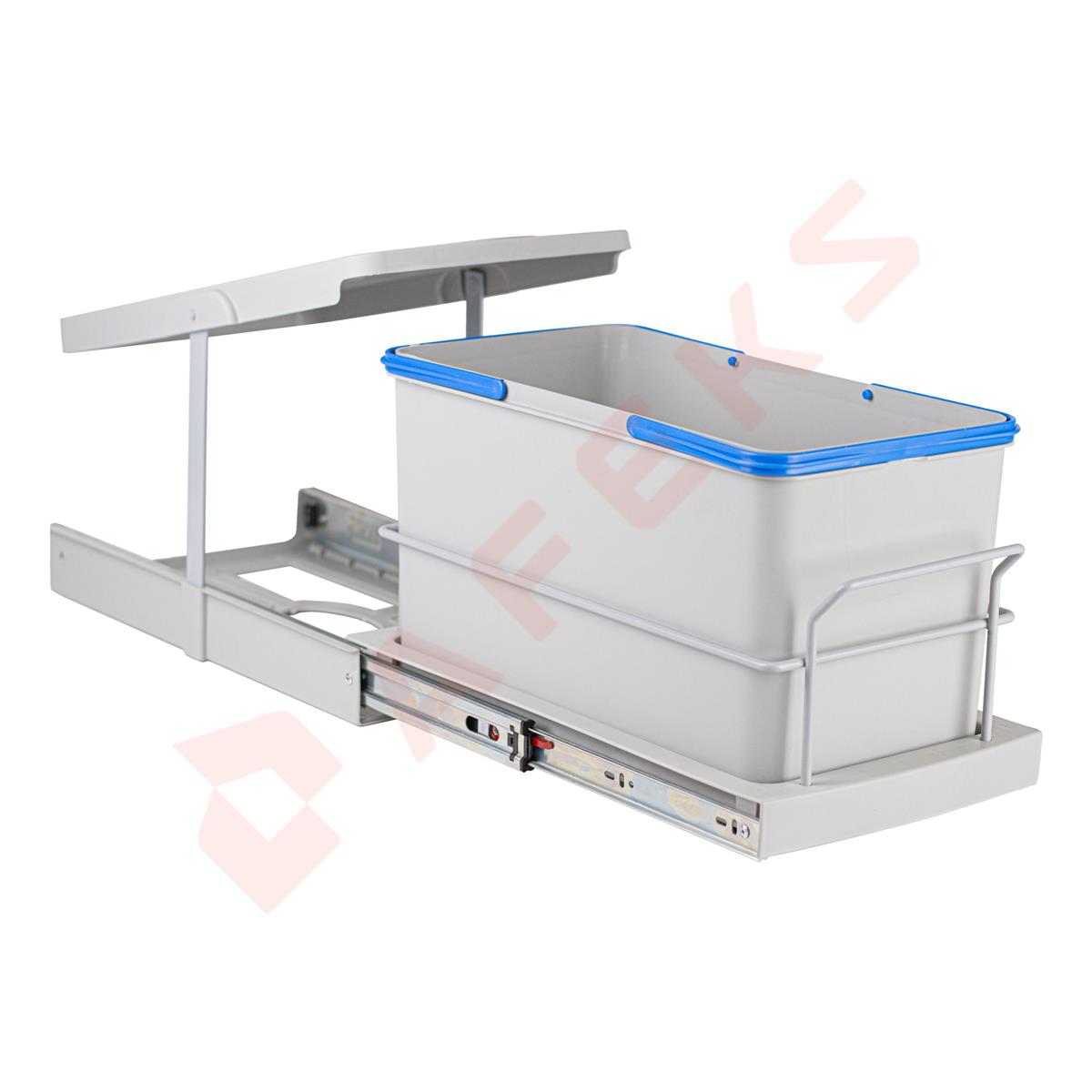 Pyramith Gri 16 Litre Kısa Teleskopik Raylı Çöp Kovası (P-9158)