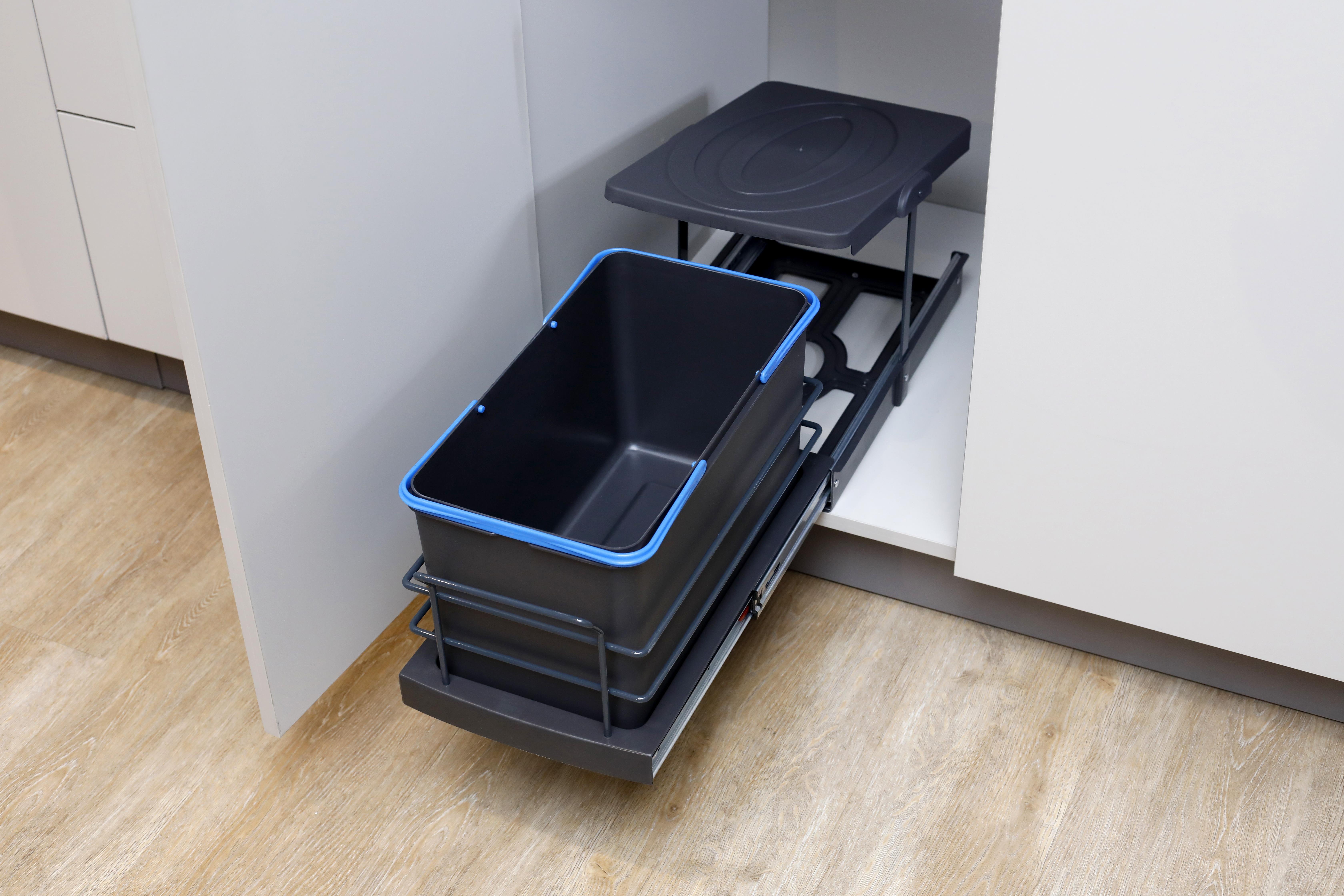 Pyramith Antrasit 16 Litre Kısa Teleskopik Raylı Çöp Kovası (P-9159)