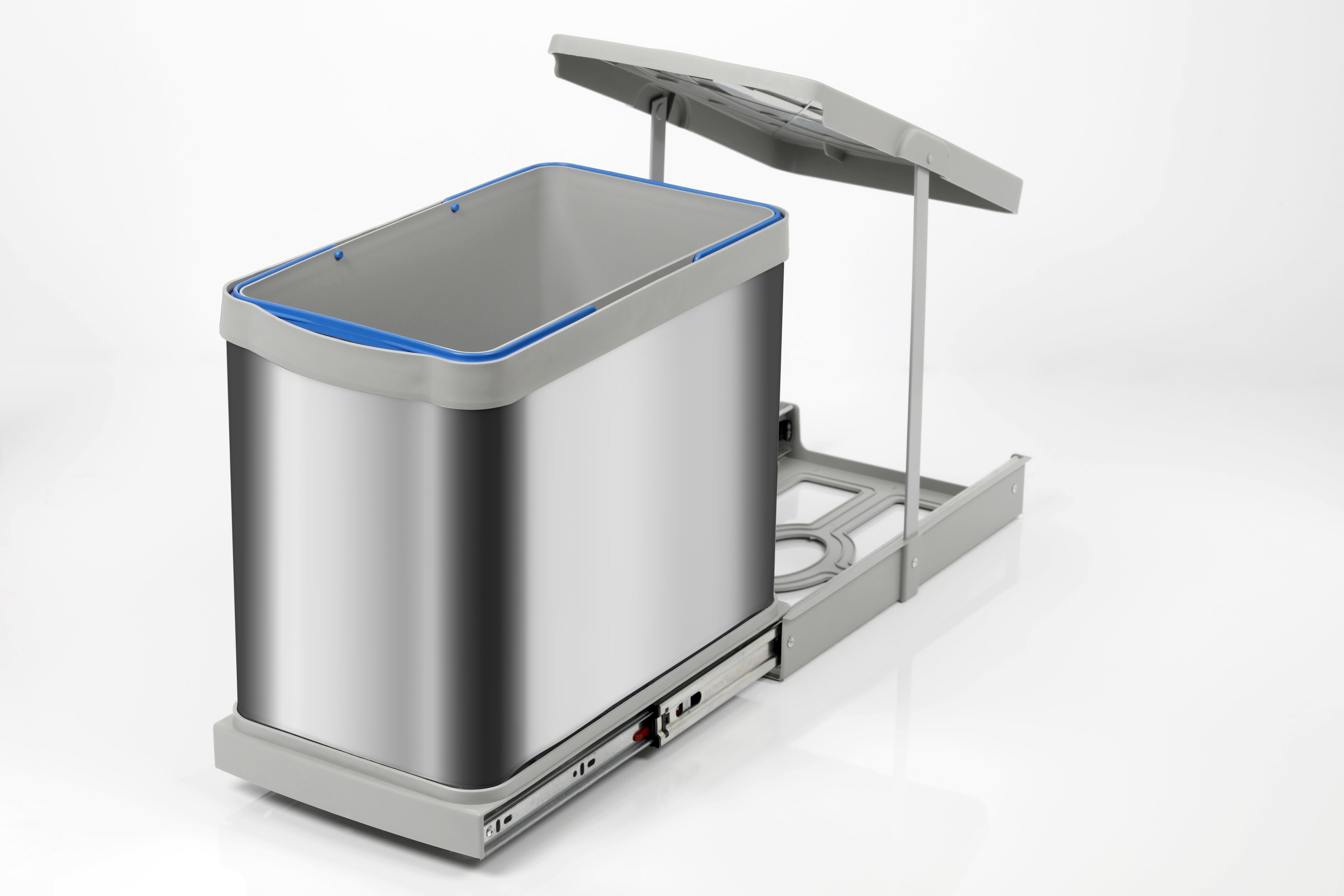 Pyramith 24 Litre Gri Teleskopik Raylı Paslanmaz Çöp Kovası