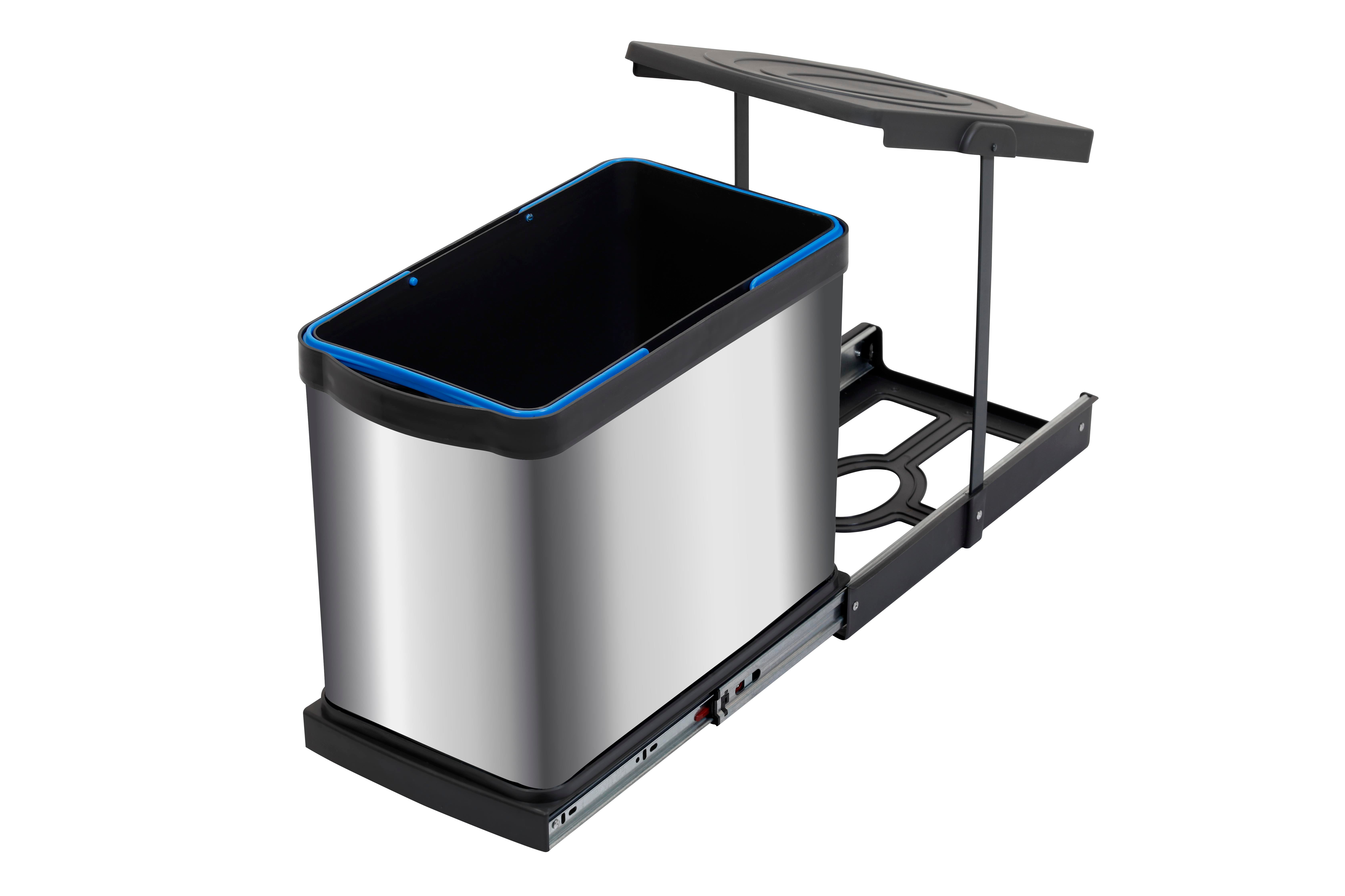 Pyramith 24 Litre Antrasit Teleskopik Raylı Paslanmaz Çöp Kovası (P-9454)