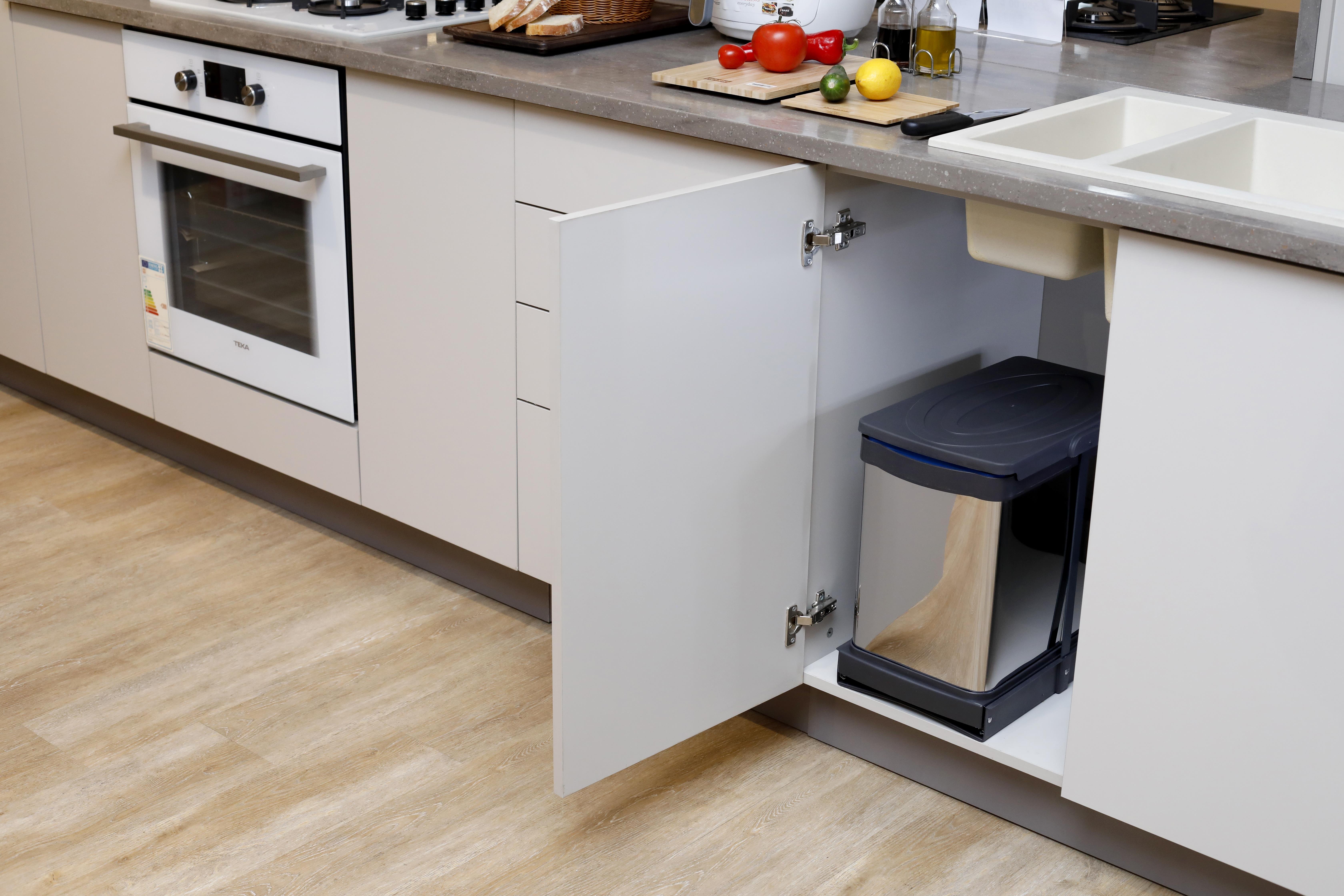 Pyramith 12+12 Litre Antrasit Teleskopik Raylı Paslanmaz Çöp Kovası (P-9456)