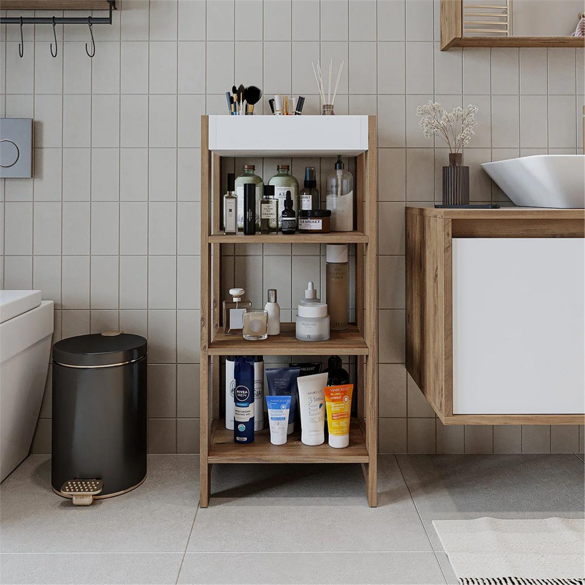 Room Art Atlas Çam Beyaz Moka Çok Amaçlı Raf (RoomArt.2713)