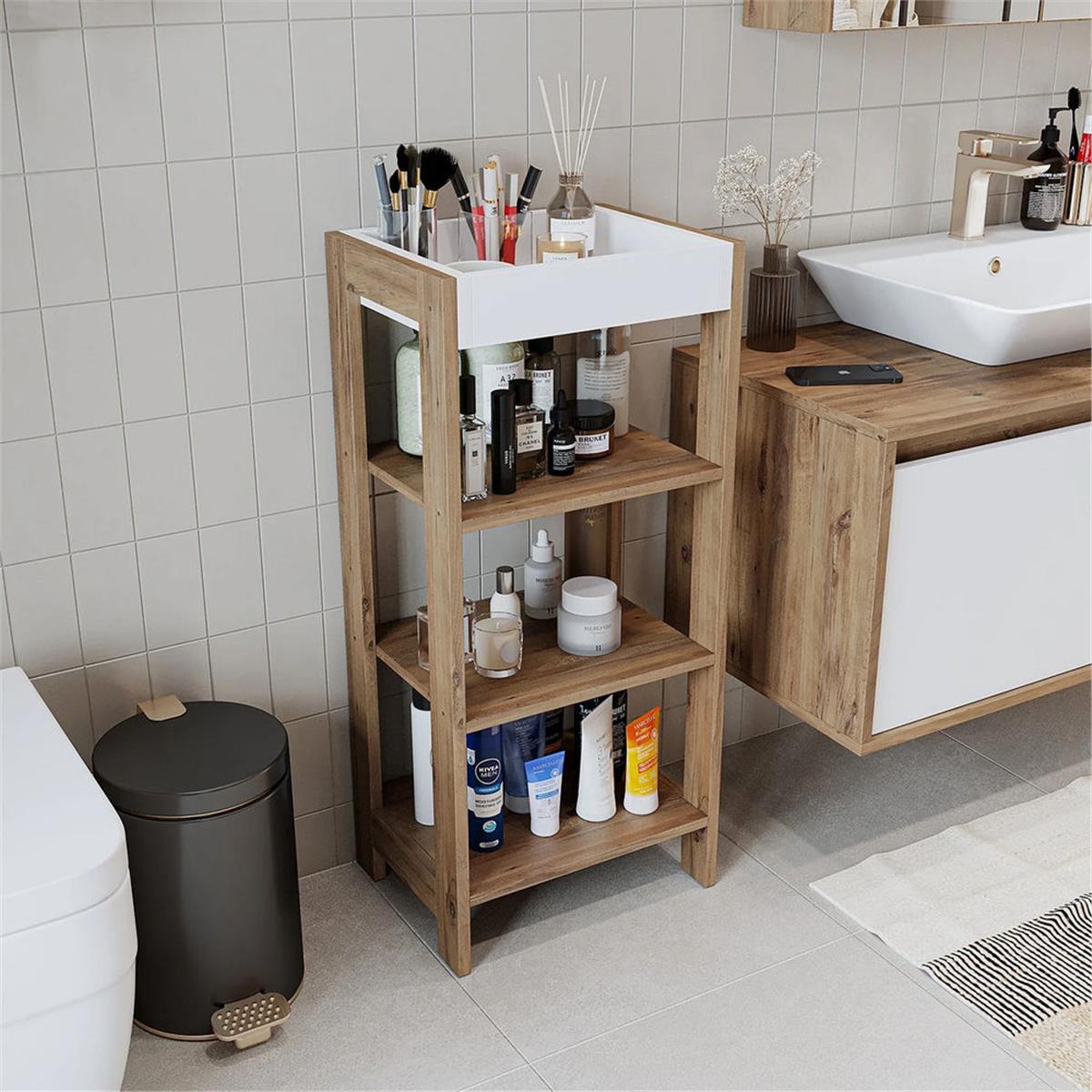 Room Art Atlas Çam Beyaz Moka Çok Amaçlı Raf (RoomArt.2713)